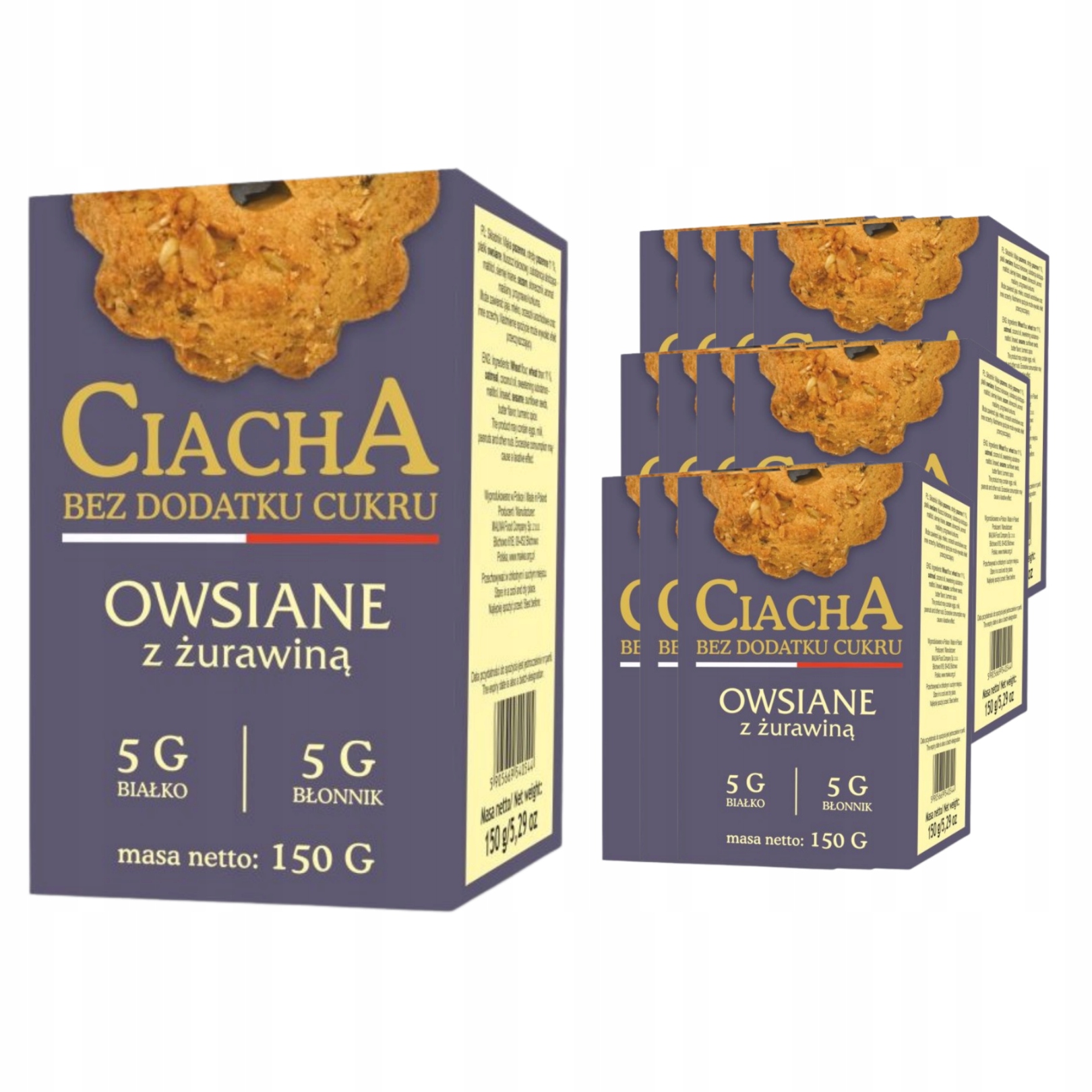 Malwa Ciacha Bez Dodatku Cukru Kruche Owsiane Z Żurawiną 150 G x12