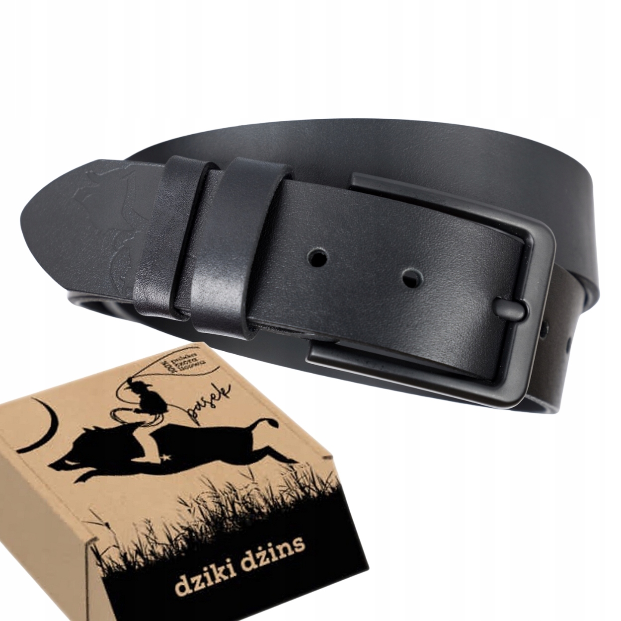 Dziki DżINS szeroki pasek skórzany męski czarny 115 cm skóra licowa