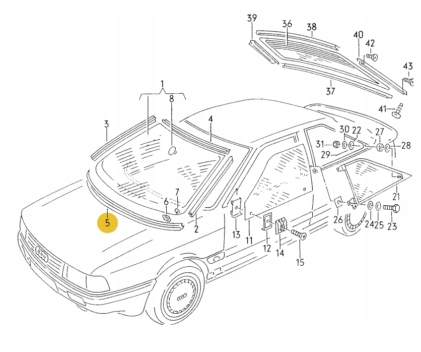 DOLNY PROFIL OSLONOWY LISTWA SZYBY AUDI COUPE