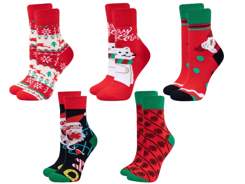

6 Par Skarpety damskie Świąteczne 35-38 Bawełniane