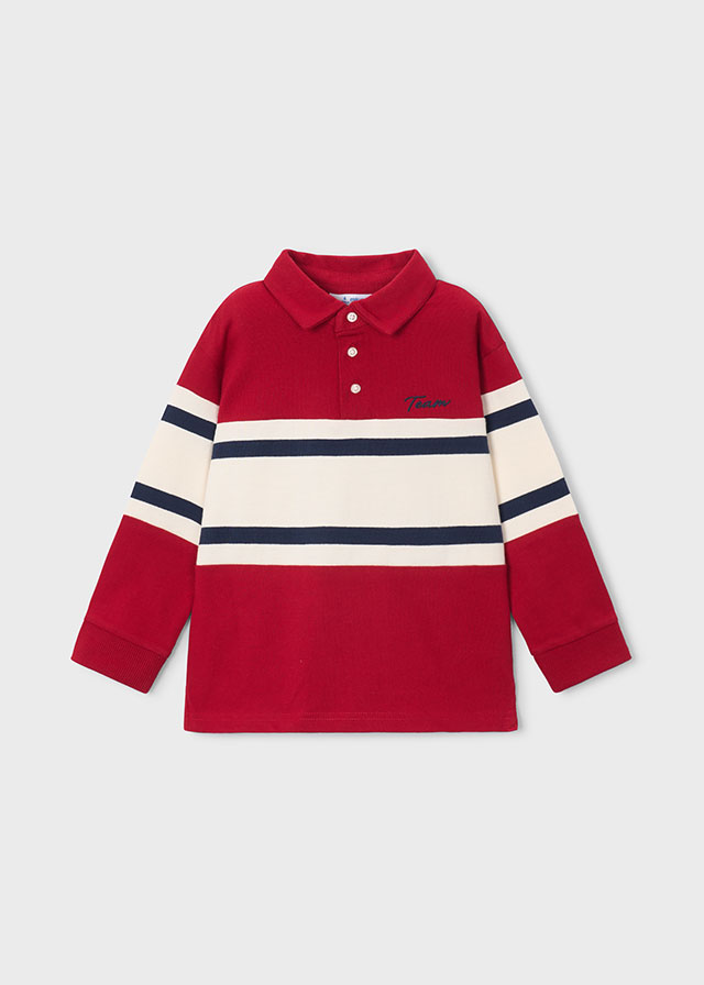 Domekmody Mayoral 4140 Bluzka polo w pask czerwona dla chłopca rozmiar 110