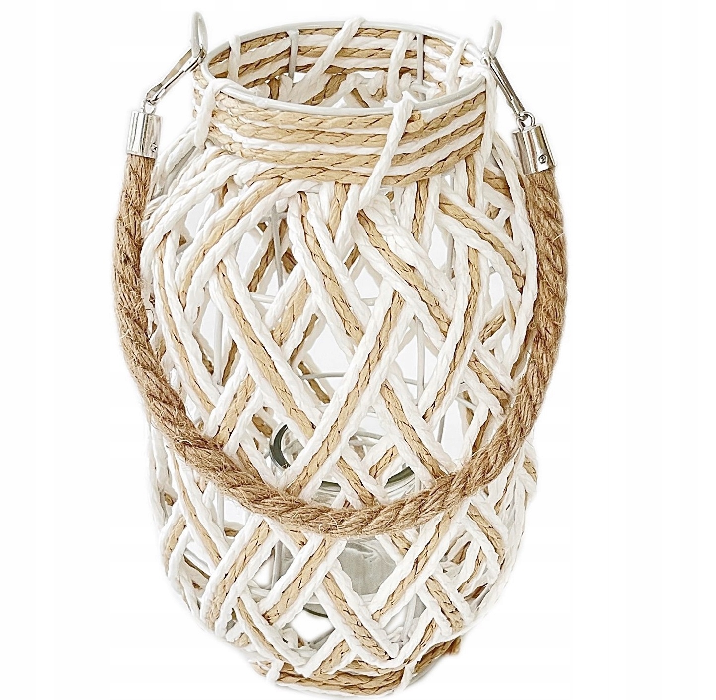 

Duży Lampion Świecznik Latarenka Sznurek Jutowy Bi