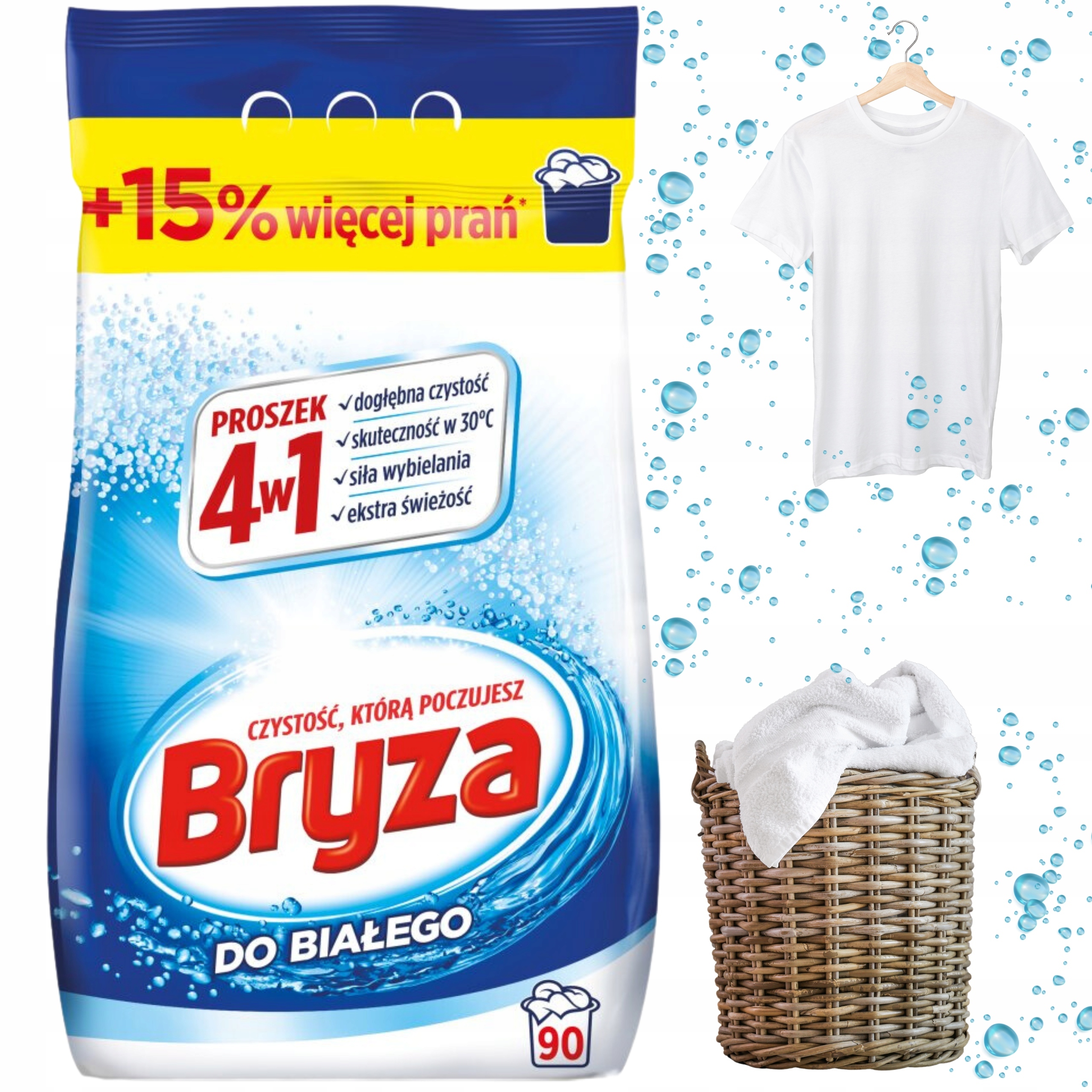 Levně Bryza White 5,85 kg 90 praní Prášek na bílé prádlo 30°C deep clean