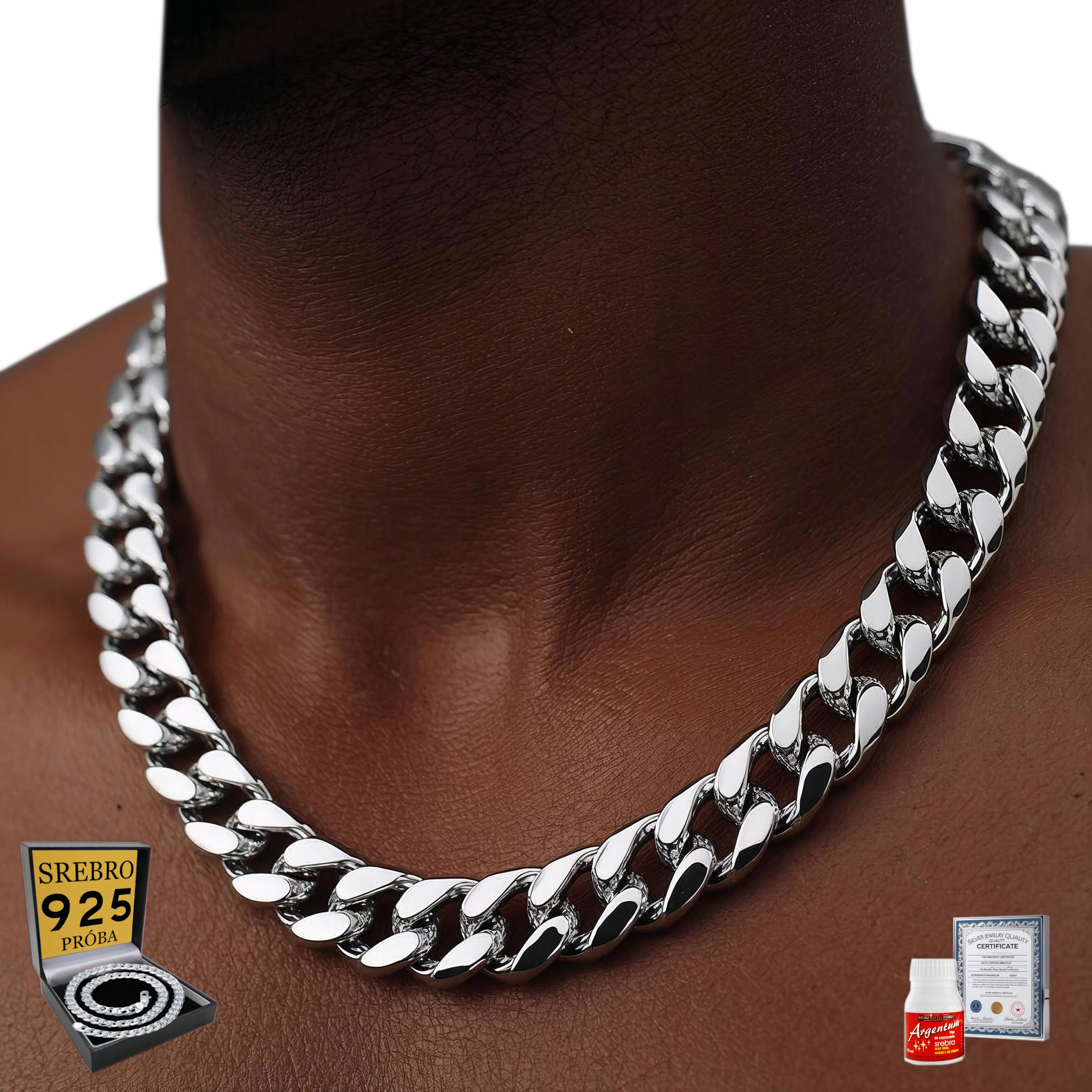 Gruby Łańcuszek Srebrny Męski 11,5mm Srebro 925 Włoski 58g Diamentowany