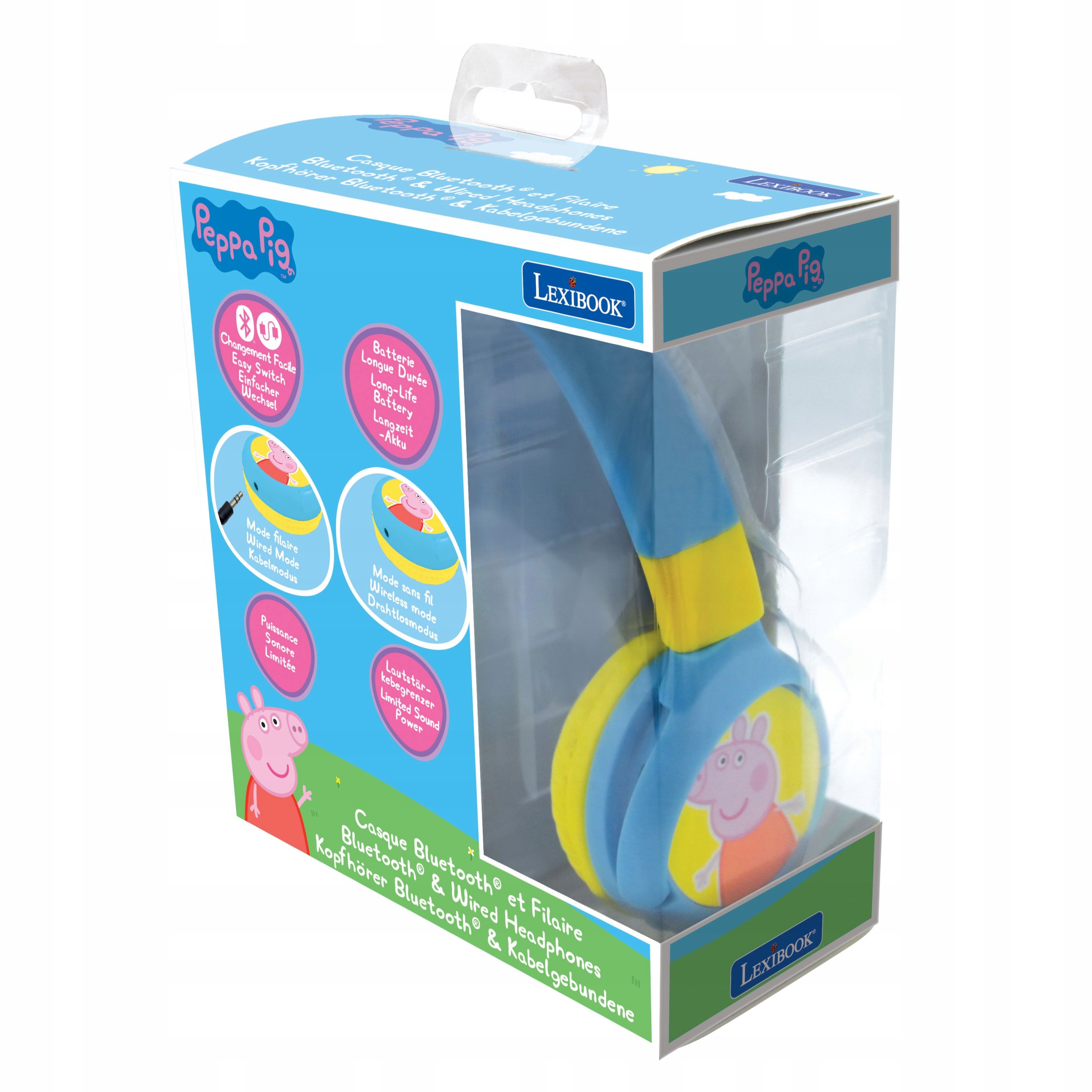 Skládací Sluchátka prasátko Pepa 2 V 1 Bluetooth A Kabelová Pro Děti