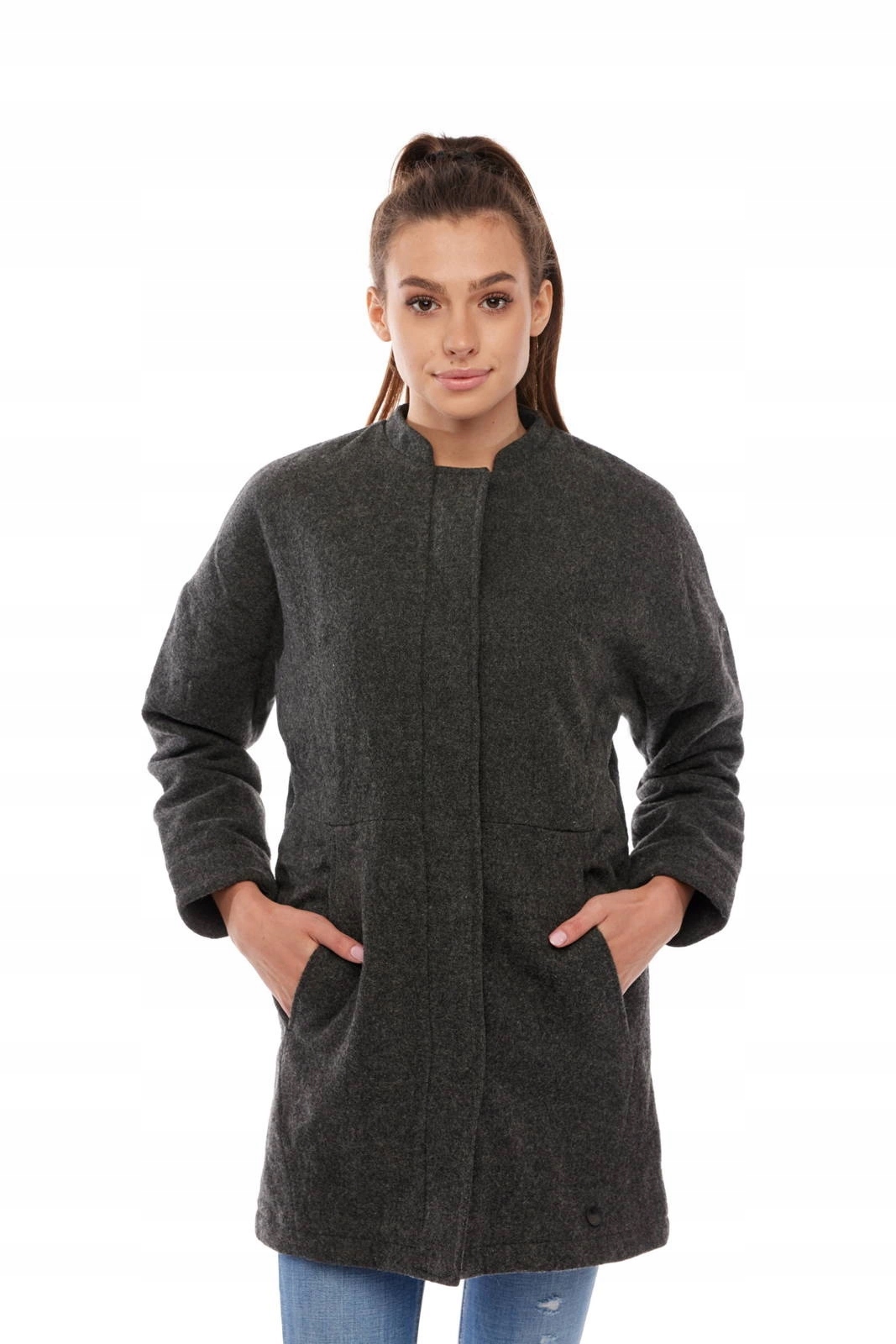 Dámská zimní bunda Lee Wool Cocoon Coat Dark Grey Mele L57NRA06 M