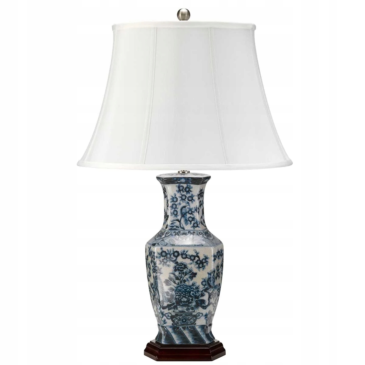 Stolová lampa biela porcelánová s modrými vzormi, vysoká 75 cm Elstead