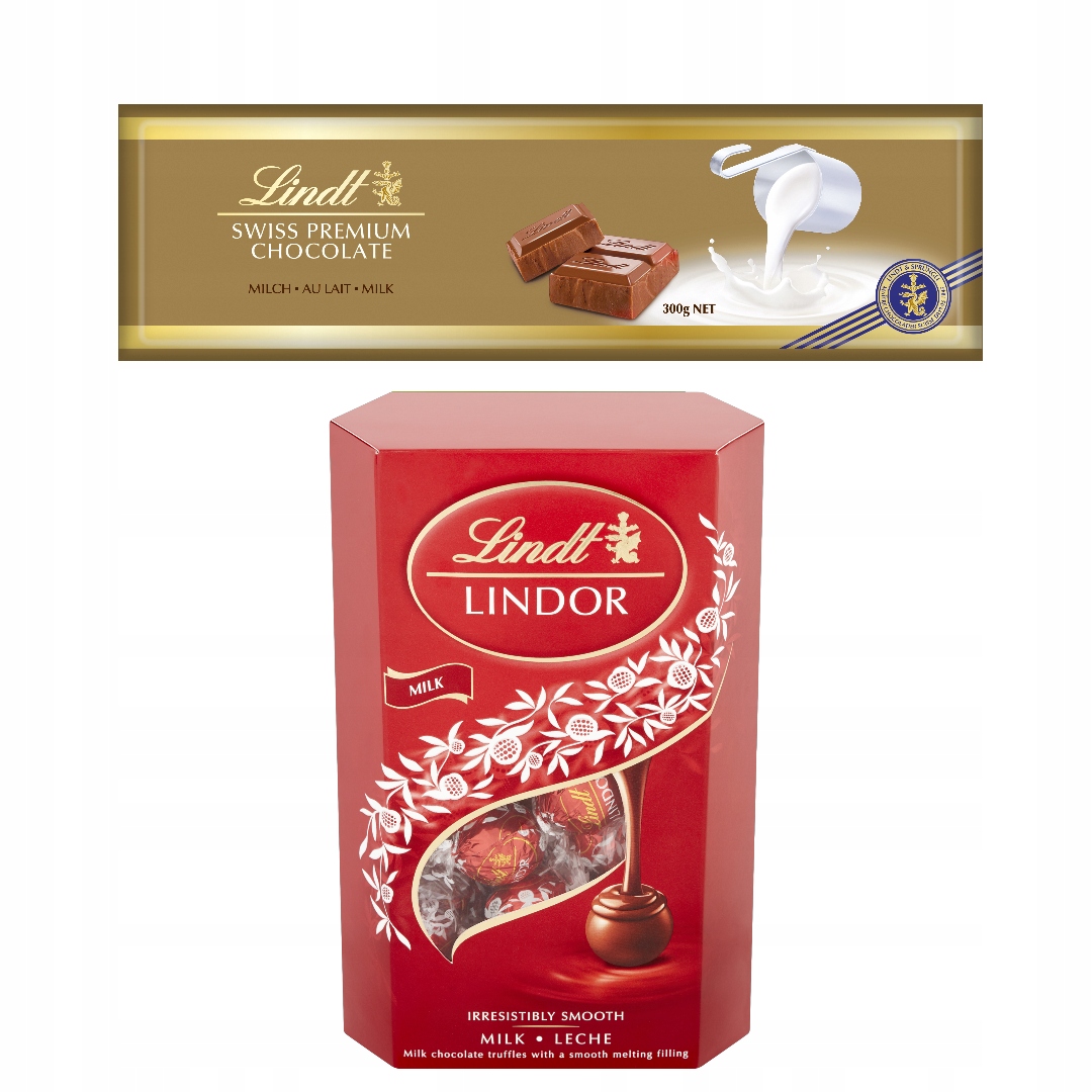 Zestaw Lindt Swiss Czekolada 300g, czekoladki praliny pralinki Lindor 200g