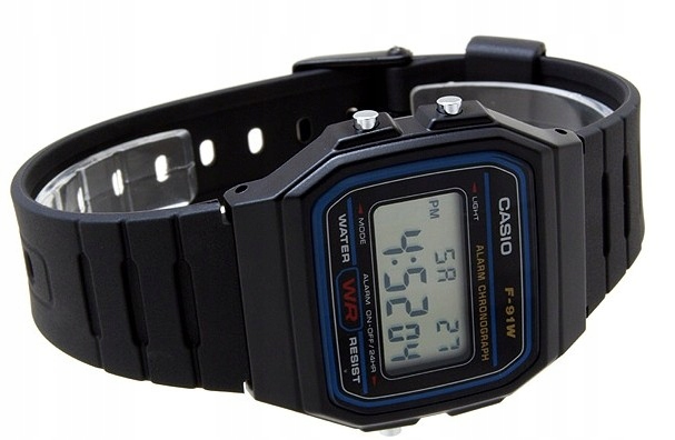 ZEGAREK CASIO F-91W-1YER ORYGINAŁ VINTAGE RETRO DIGITAL LED + BOX Typ naręczny