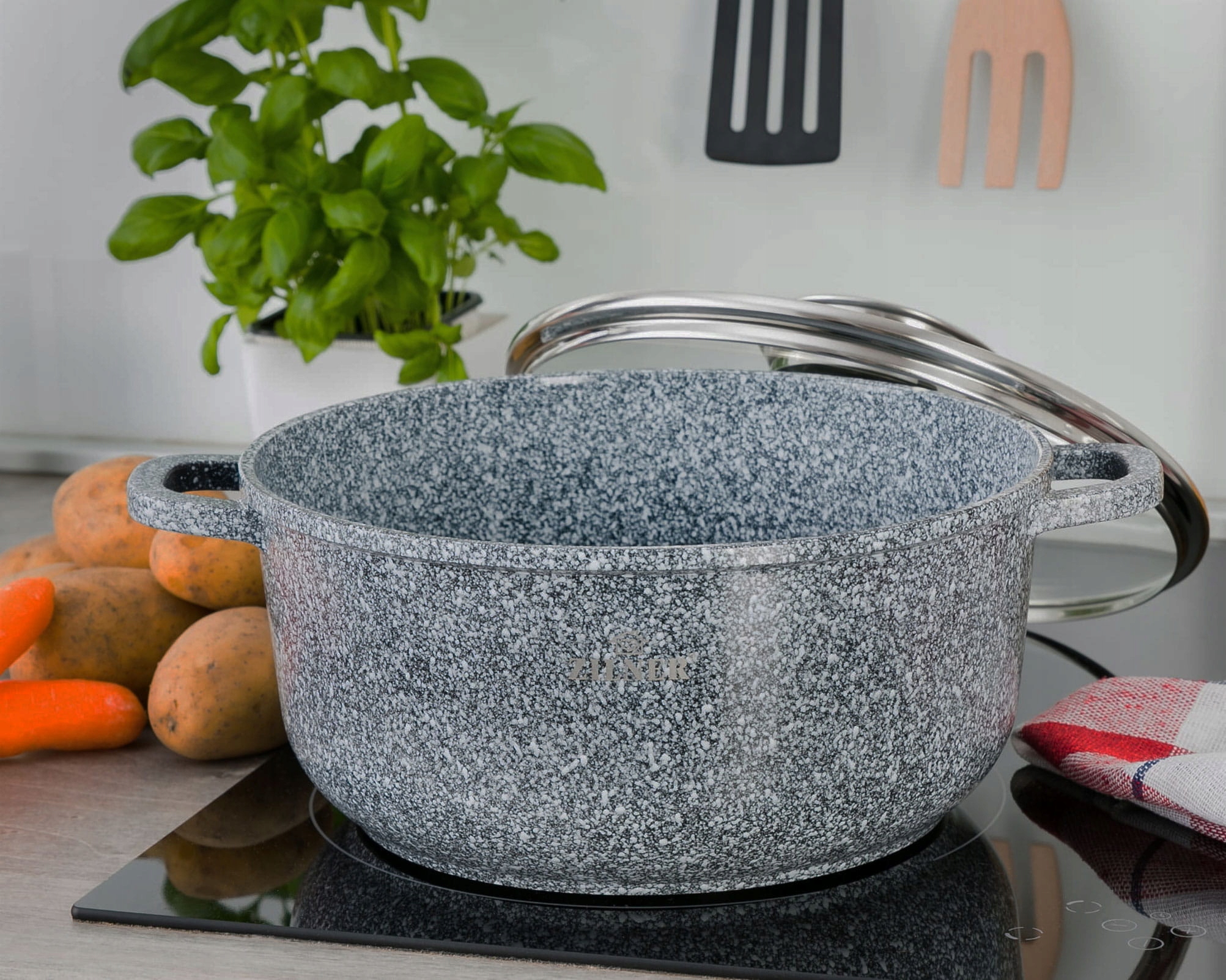 Zestaw garnków marmurowych 10/13/18L ZILNER Grey ZL-7056 Kolor szary