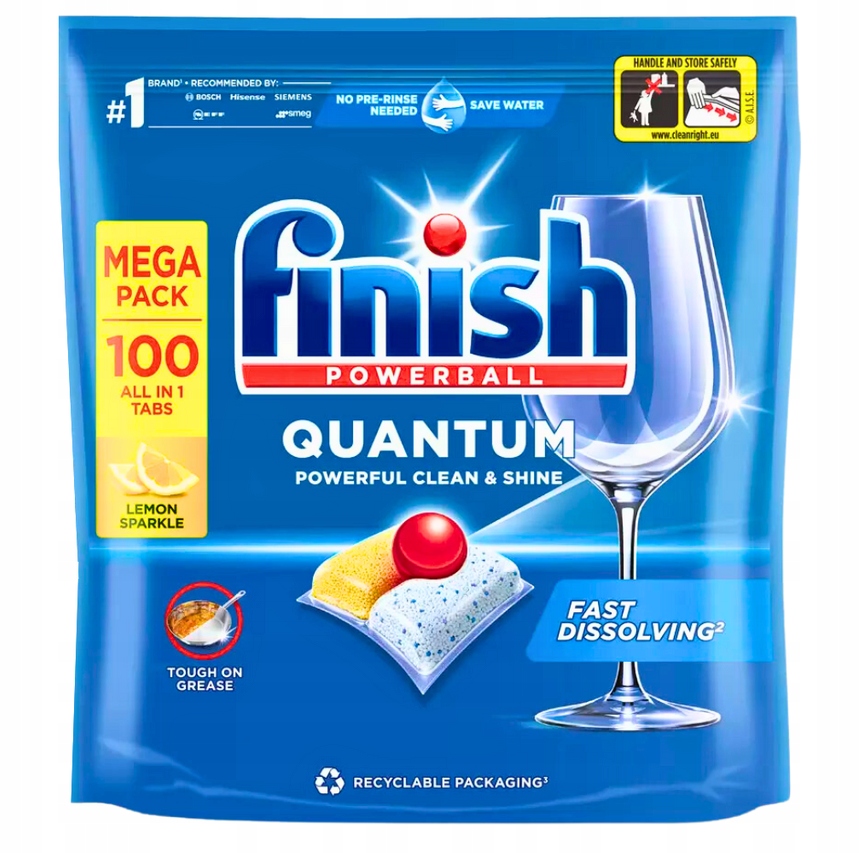 Levně Kapsle do myčky nádobí Finish Quantum All in One Lemon 100 ks