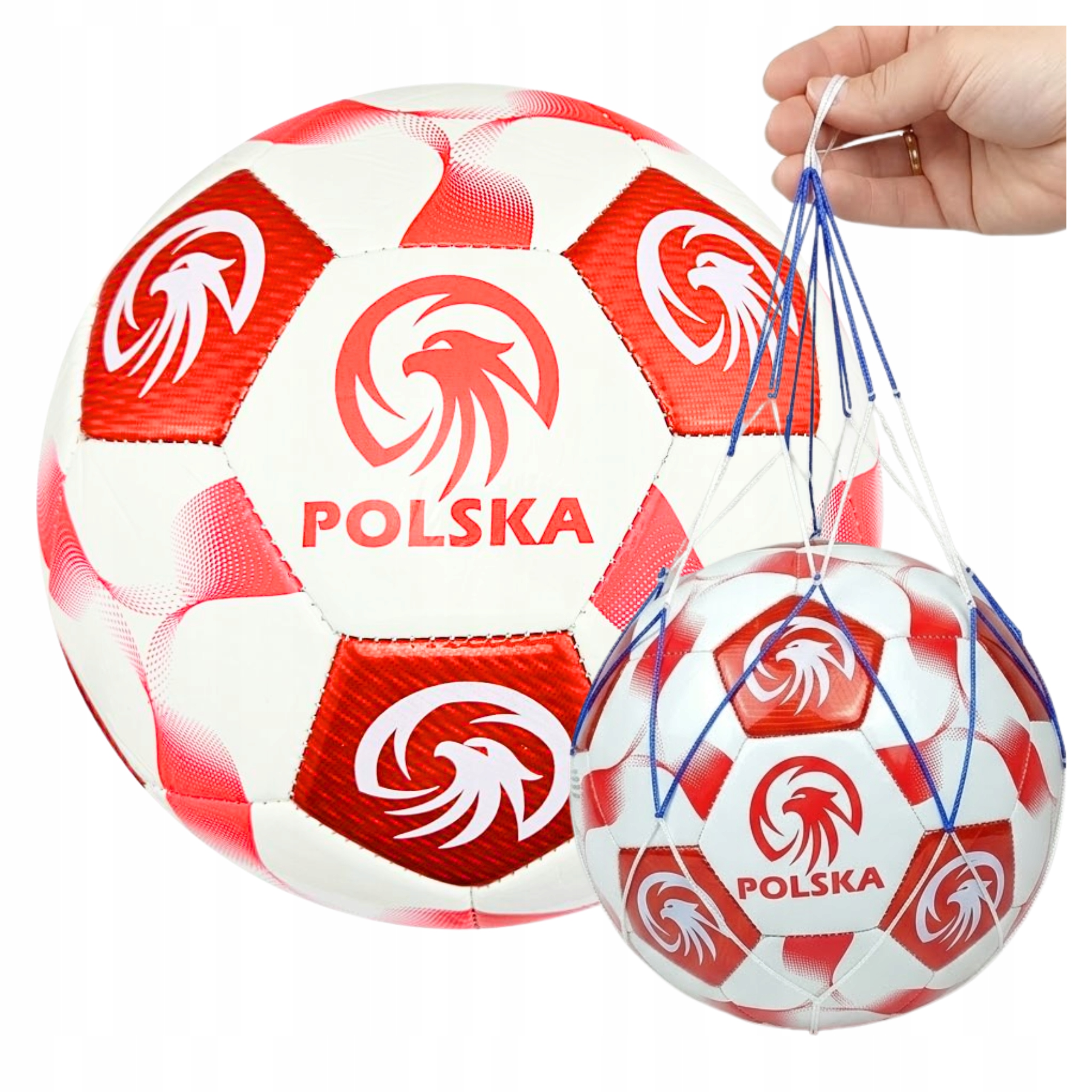 Piłka Nożna Treningowa Meczowa Do Nogi Polska Rozmiar 5 +Siatka