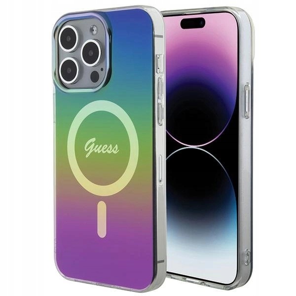 Pouzdro Guess IML Iridescent MagSafe pro iPhone 15 Pro černé