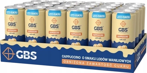 Gbs Cappuccino o smaku Lody Waniliowe 24x250ml napój kawowy w puszce