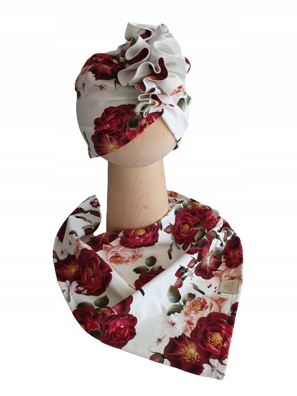 

Zestaw Czapka Turban + Chusta Róże 52-55cm
