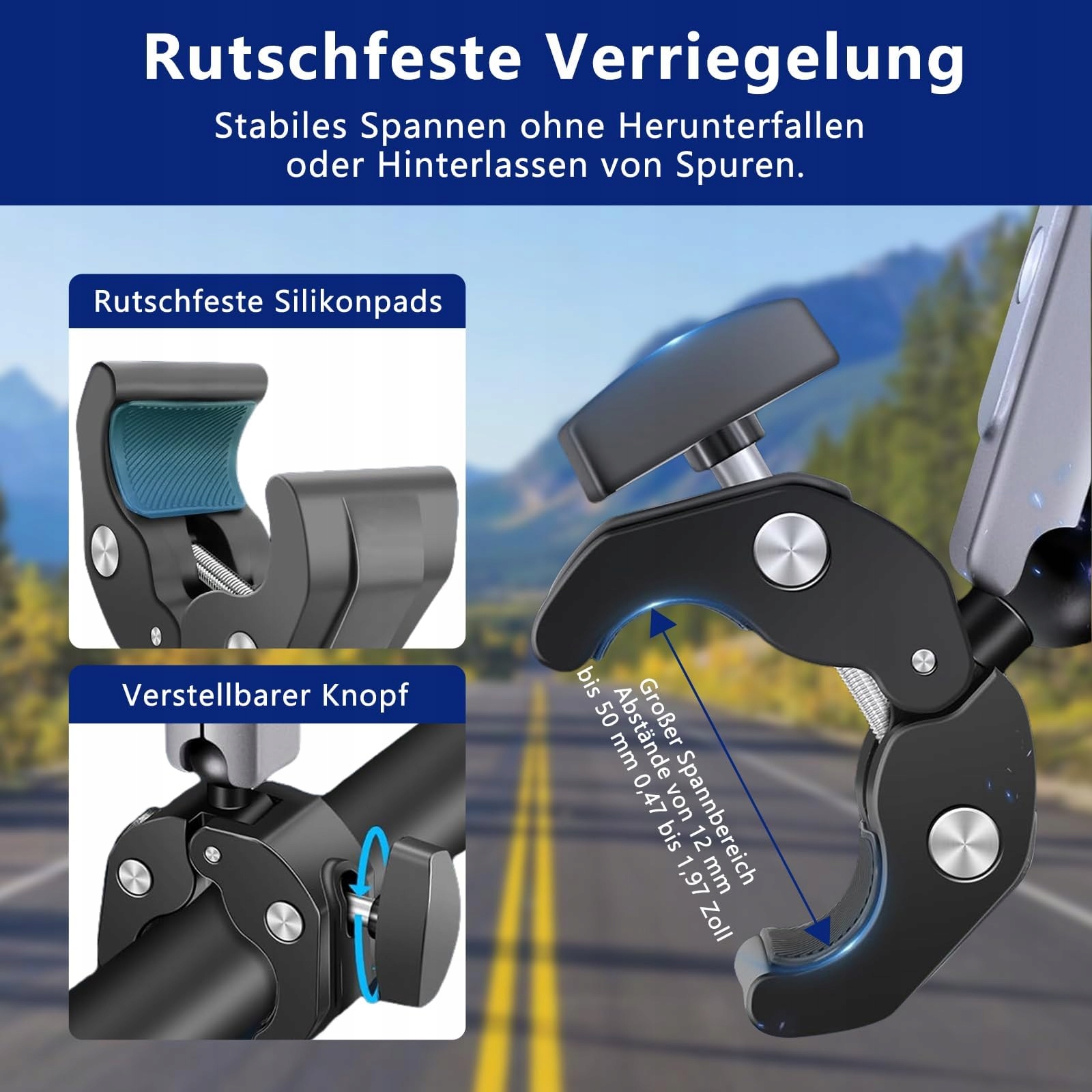 Uchwyt Motocyklowy GoPro Insta360 DJI Dual 360 Kamera Rower Obrotowy VZU — miniatura 3