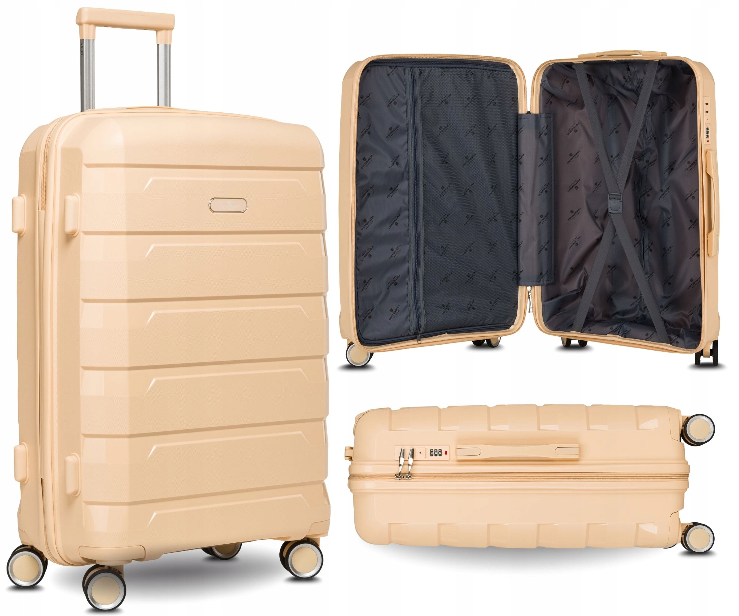 Walizka podróżna na kółkach mocna twarda polipropylen 4 kółka Peterson