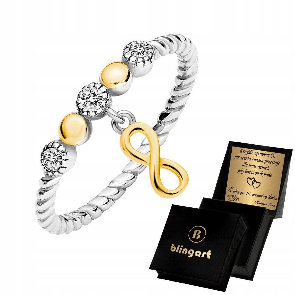 Pierścionek srebrny NIESKOŃCZONOŚĆ cyrkonie 925