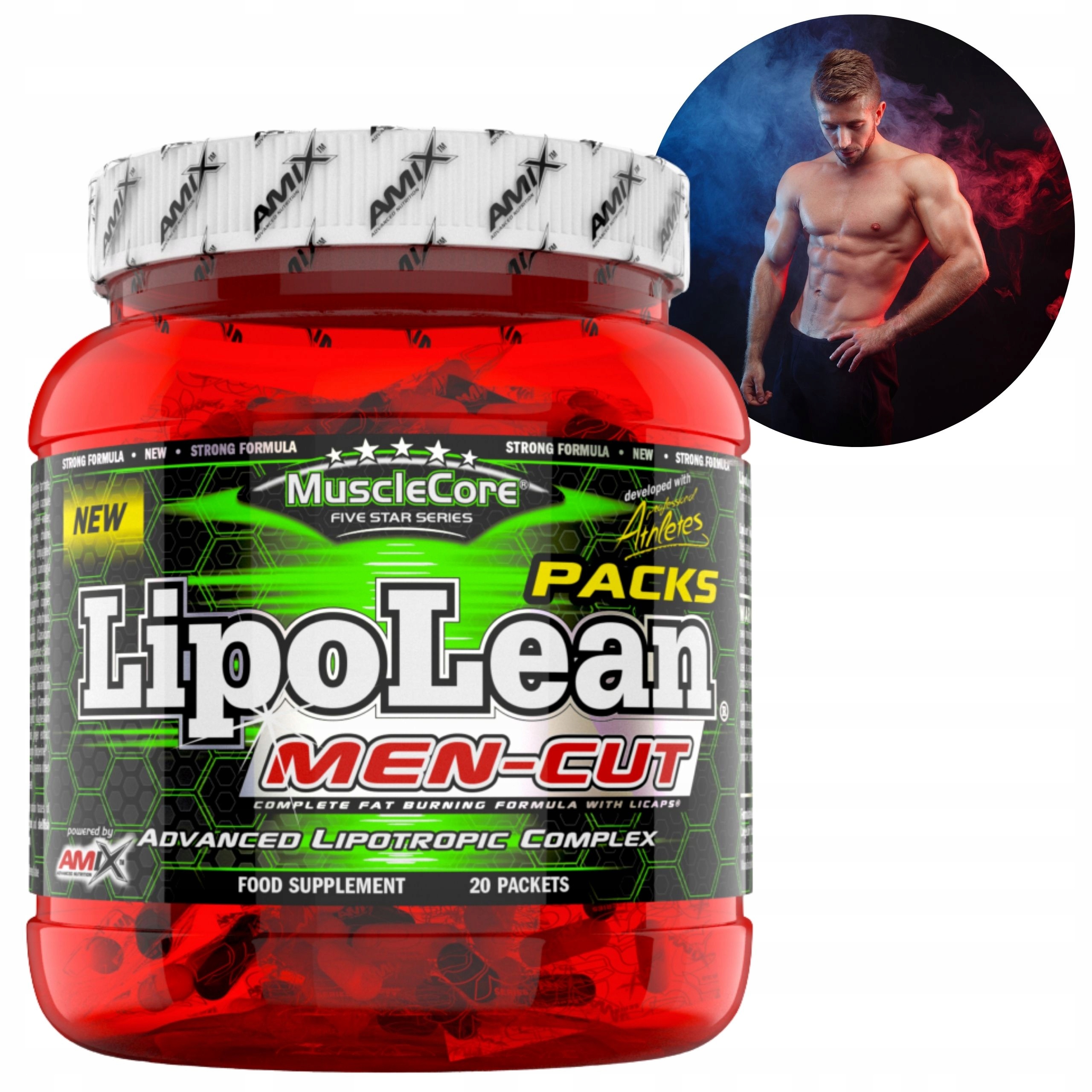Lipotropní spalovač tuků Amix LipoLean Men-Cut Synefrin Kofein Cla