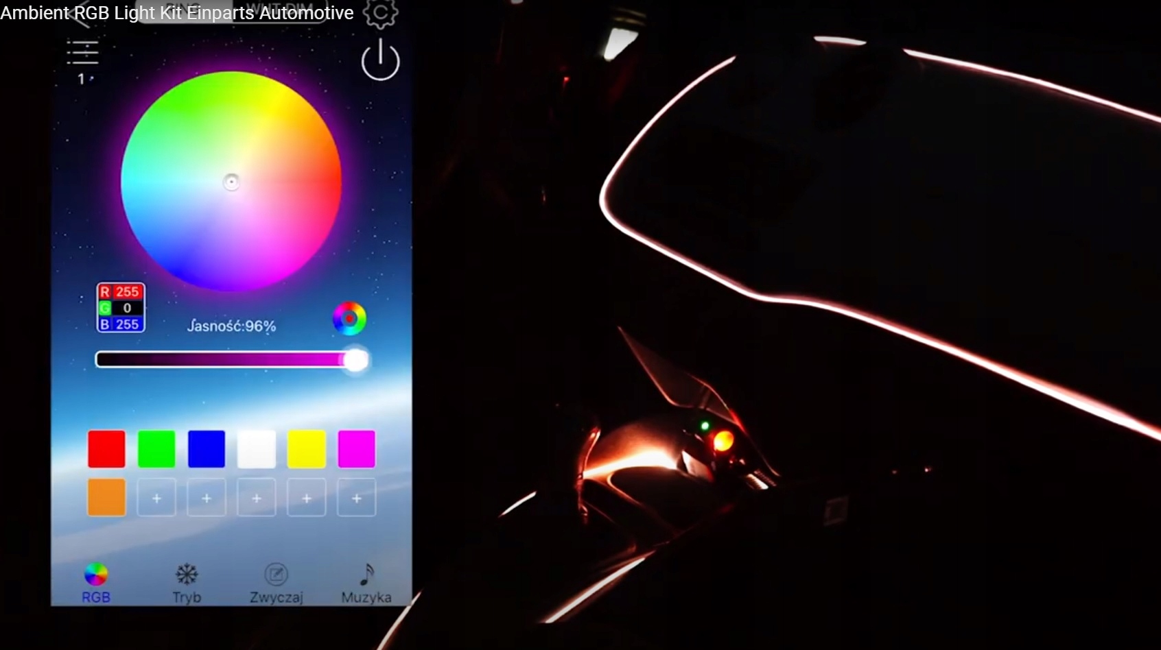 ŚWIATŁOWÓD LED RGB 6M APLIKACJA AMBIENT LIGHT Producent części Inny