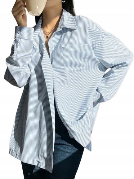 KOSZULA DAMSKA W PASKI NA GUZIKI CASUAL M 1V7I