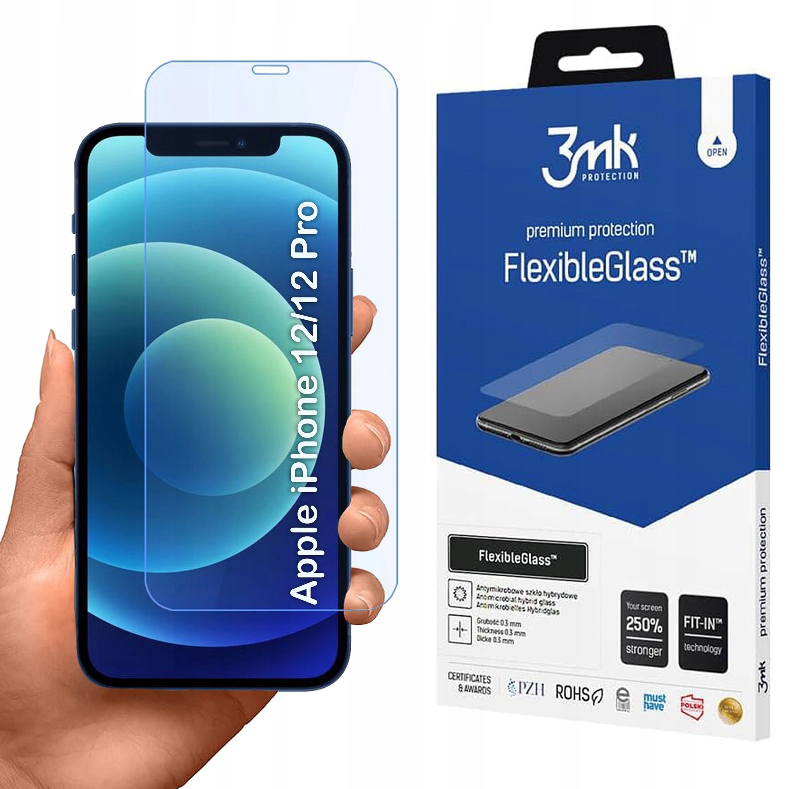 Nietłukące szkło hybrydowe Apple iPhone 12/12 Pro 3mk FlexibleGlass