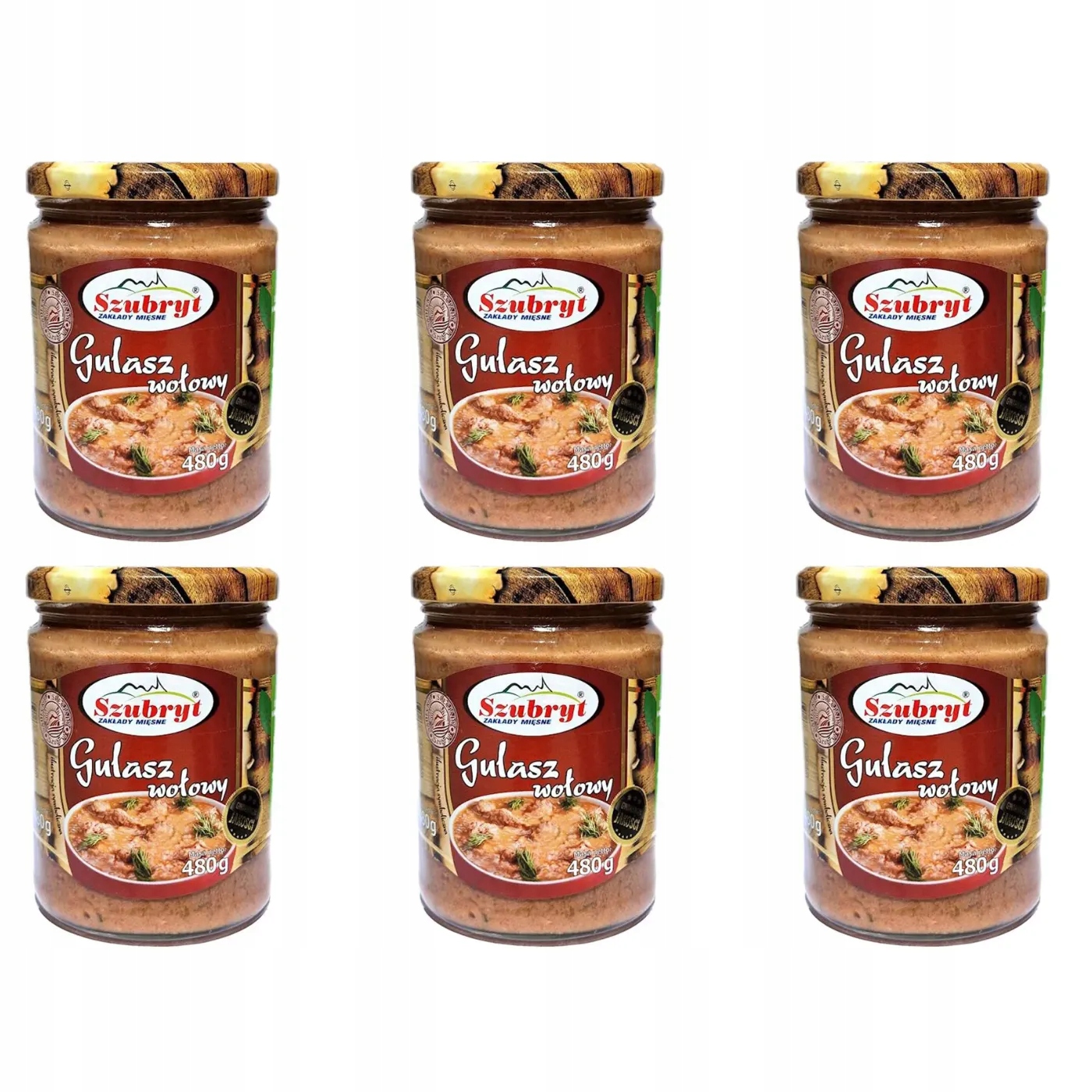 Konzervované potraviny Szubryt Hovězí guláš 480 g 6 ks