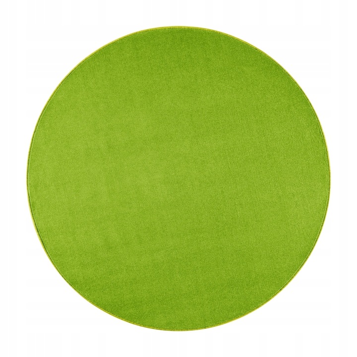 Jednofarebný okrúhly koberec do obývačky 200 cm, zelený s mäkkým vlasom