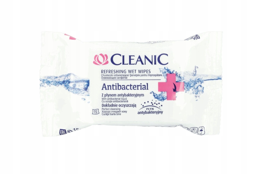 

Cleanic, Chusteczki odświeżające z płynem antybakt