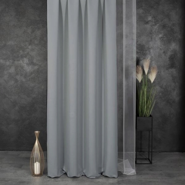 ZASŁONY BLACKOUT 140X350 SZARY TAŚMA Na Wymiar Wzór gładki