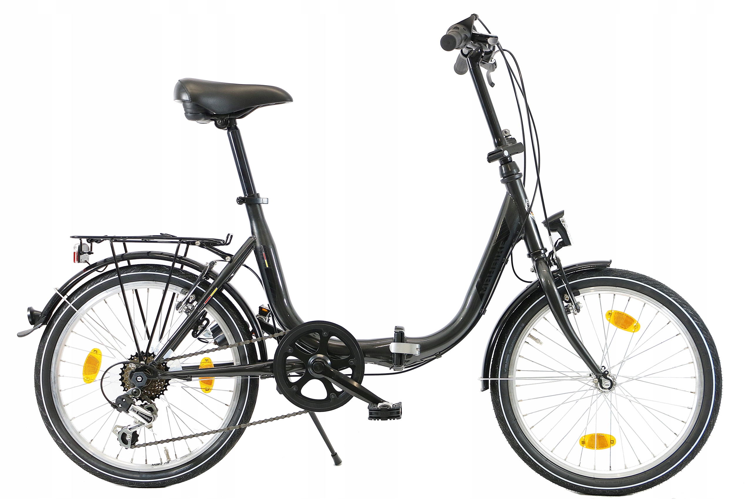 Czarny Rower Składany Miejski Męski Damski Składak Z Biegami Shimano 20"