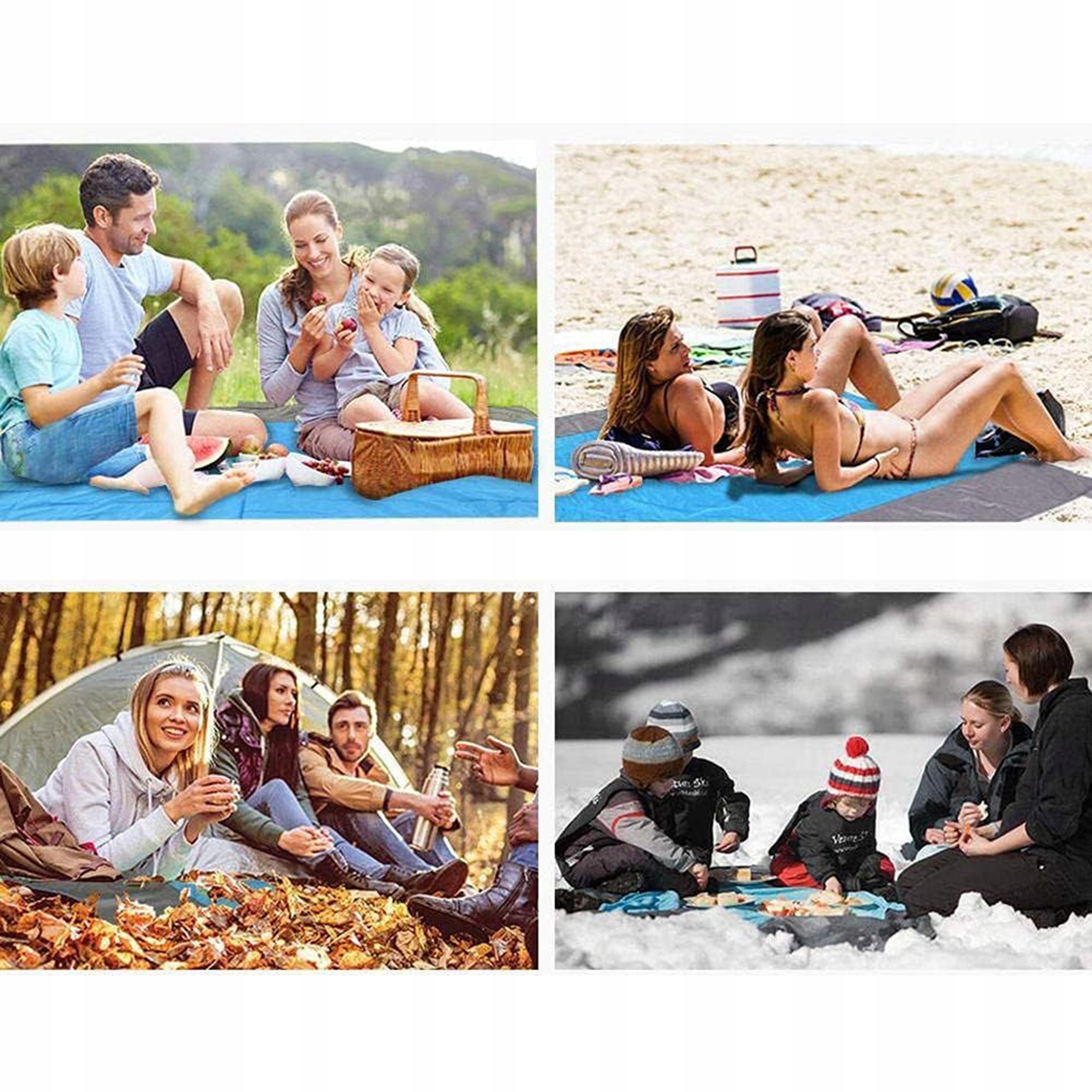 DUŻA MATA plażowa XXL KOC PIKNIKOWY WODOODPORNY 200 x 140 cm + POKROWIEC Cechy dodatkowe pokrowiec w zestawie uchwyt do przenoszenia zapięcie