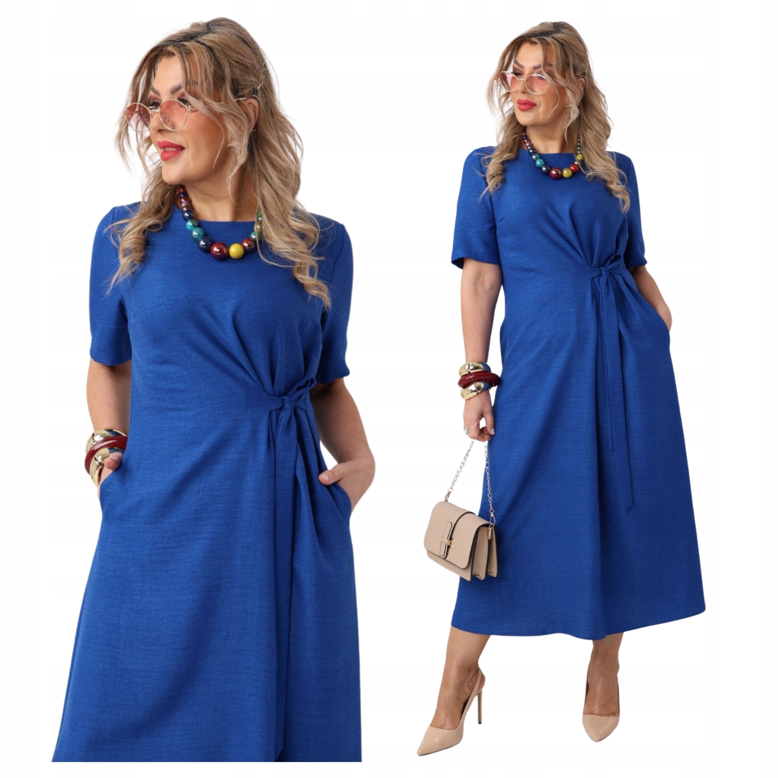 Zwiewna sukienka rozkloszowana Polski Producent duże rozmiary