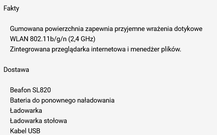 BEAFON SL820 TELEFON DLA OSÓB STARSZYCH NOWY Przekątna ekranu 2.8