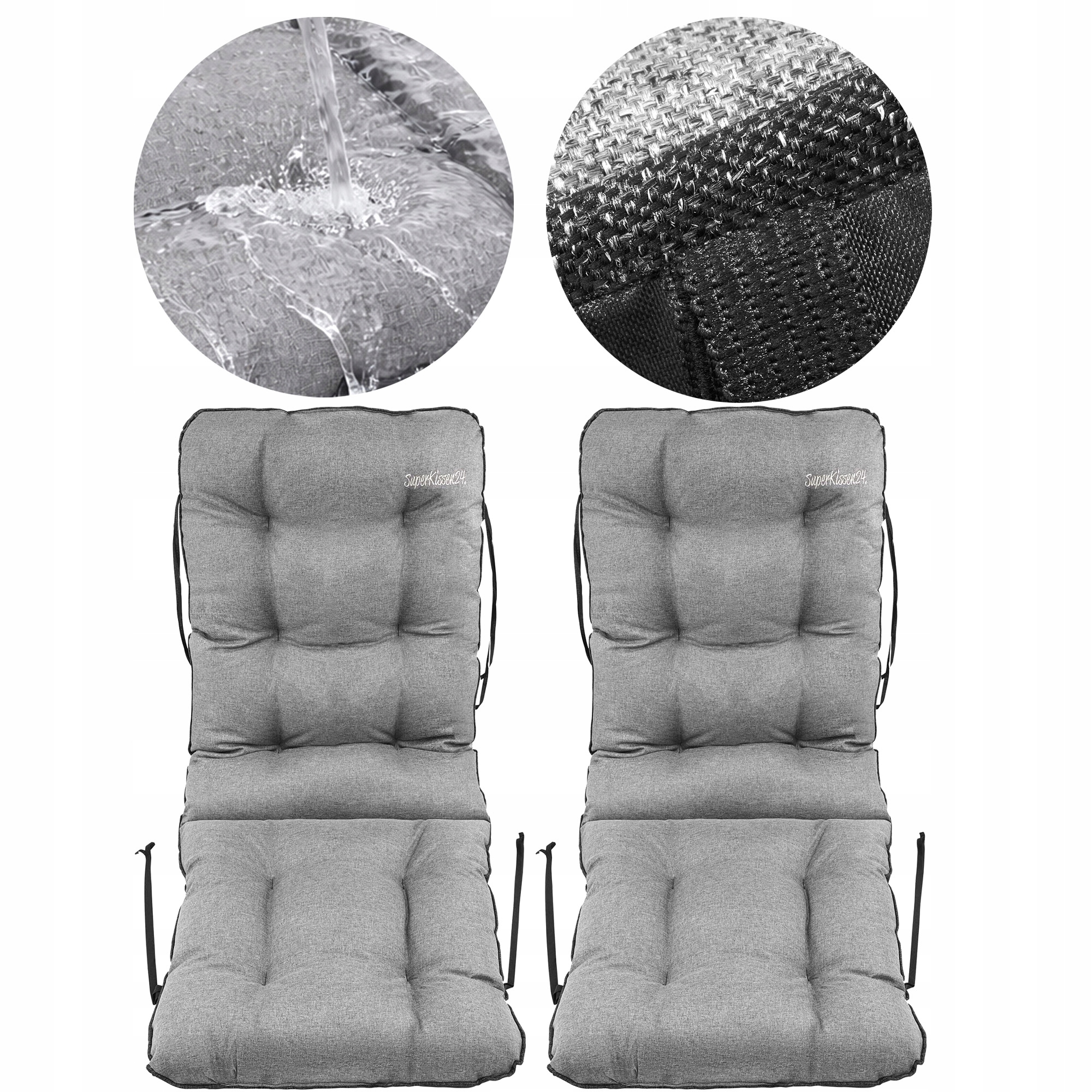 Set polštář Voděodolná na zahradní židli 48x48x75 Len Šedá 2ks