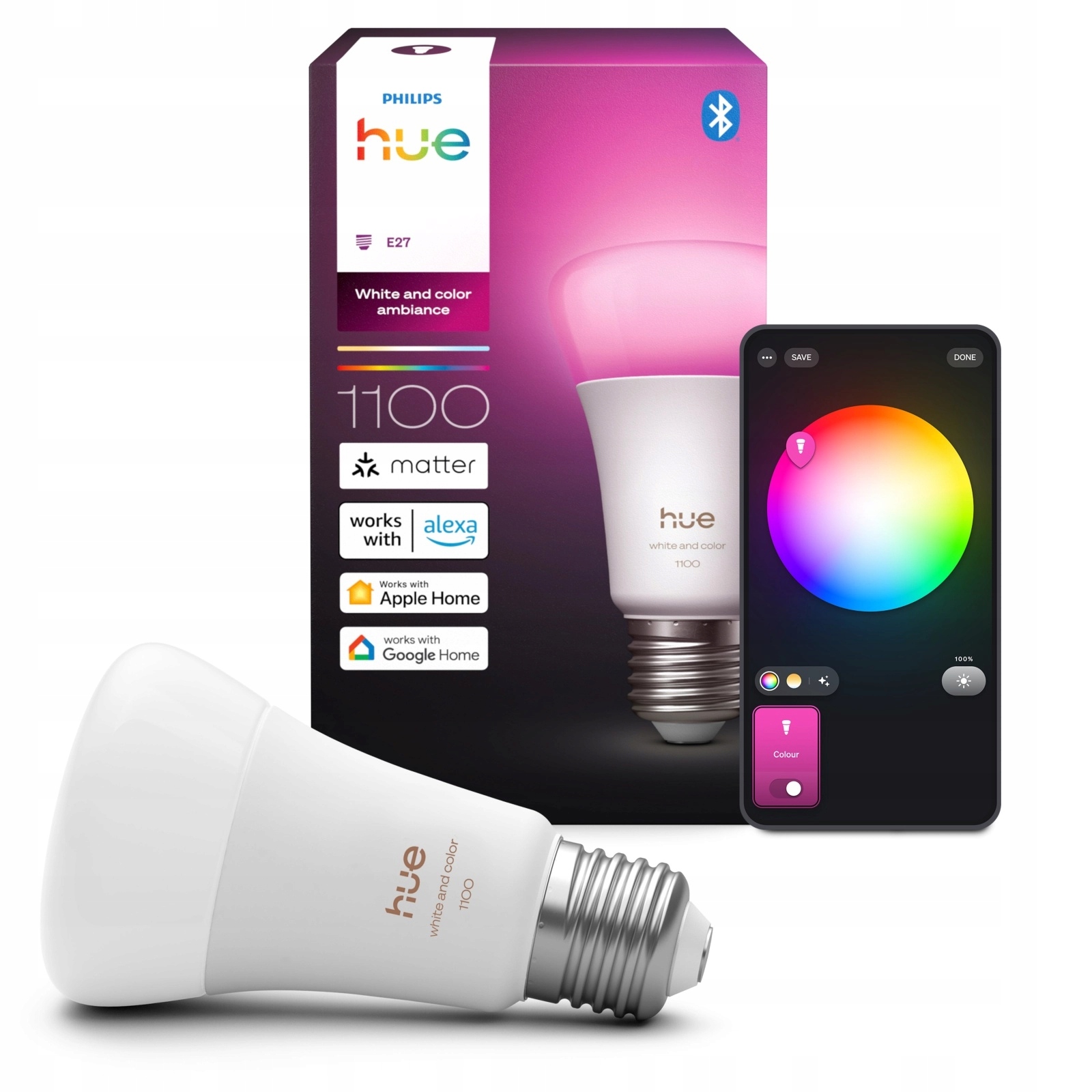 Led žárovka E27 8.1W 1100lm Rgb Smart White and Color Ambiance Philips Hue