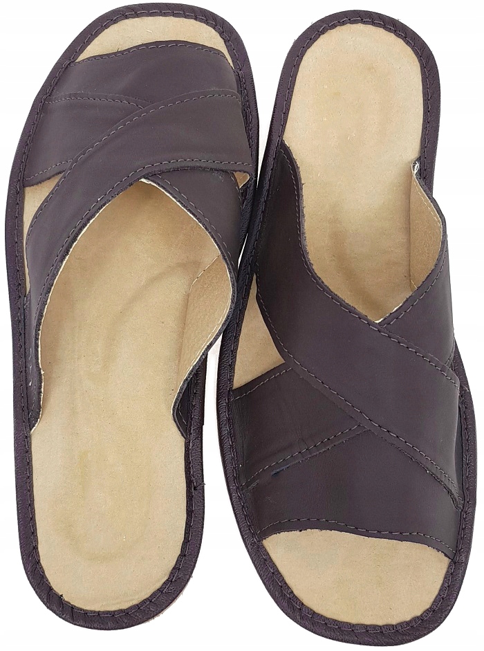 Odkryte Pantofle Męskie Kapcie Domowe Skóra *41* Długość wkładki 26 cm