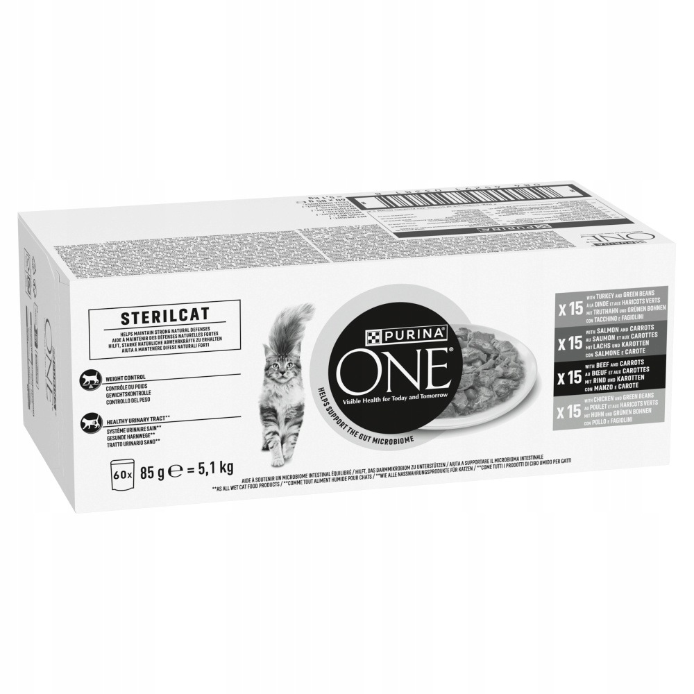 Purina One Sterilcat 60x85g Vlhké Krmivo pro kočky Krůta Losos Hovězí kuře