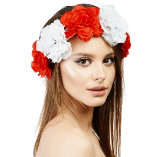 Wianek opaska na głowę kibica Polska kwiaty biało czerwone