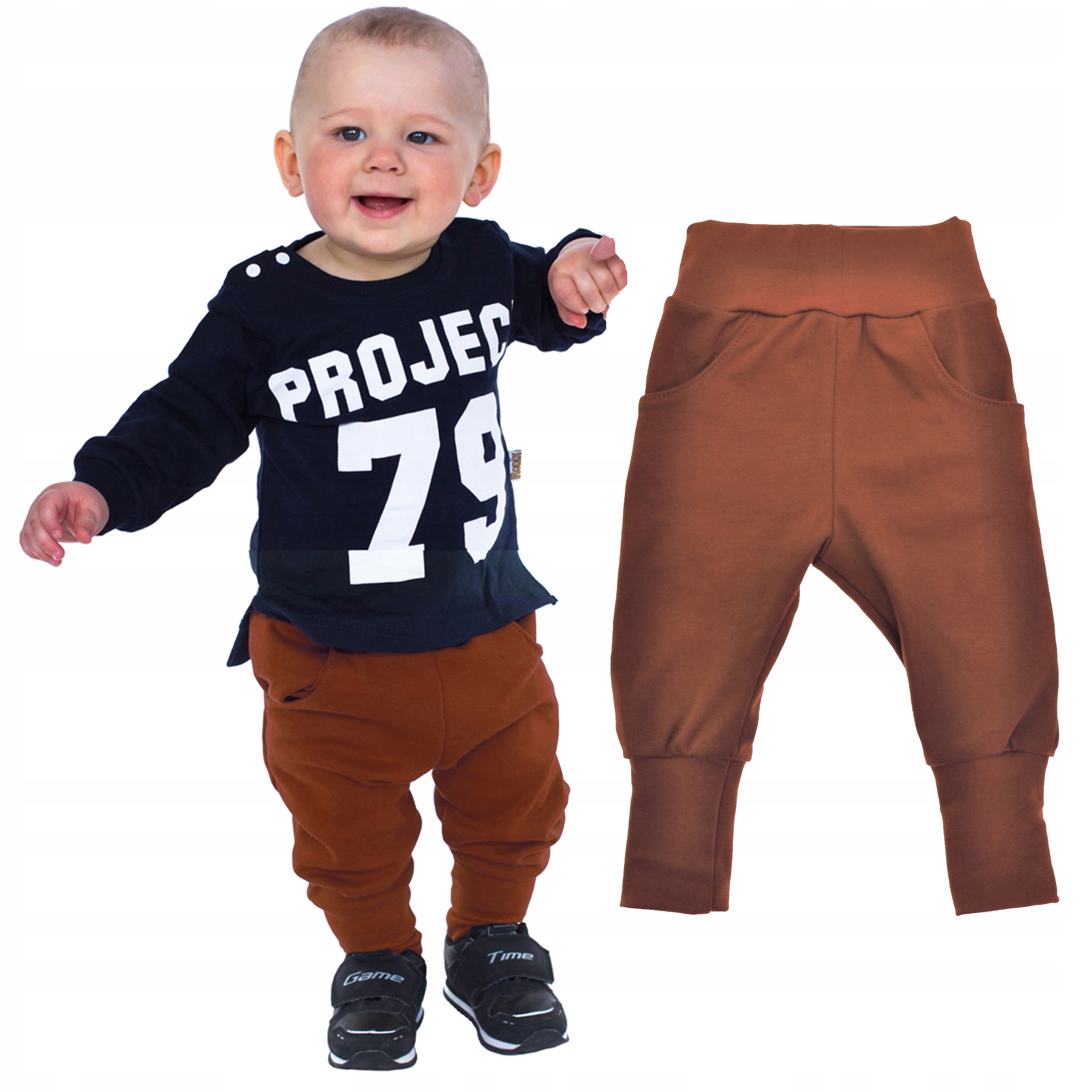 Brązowe spodnie chłopięce wiosna jesień 116 ROBIK