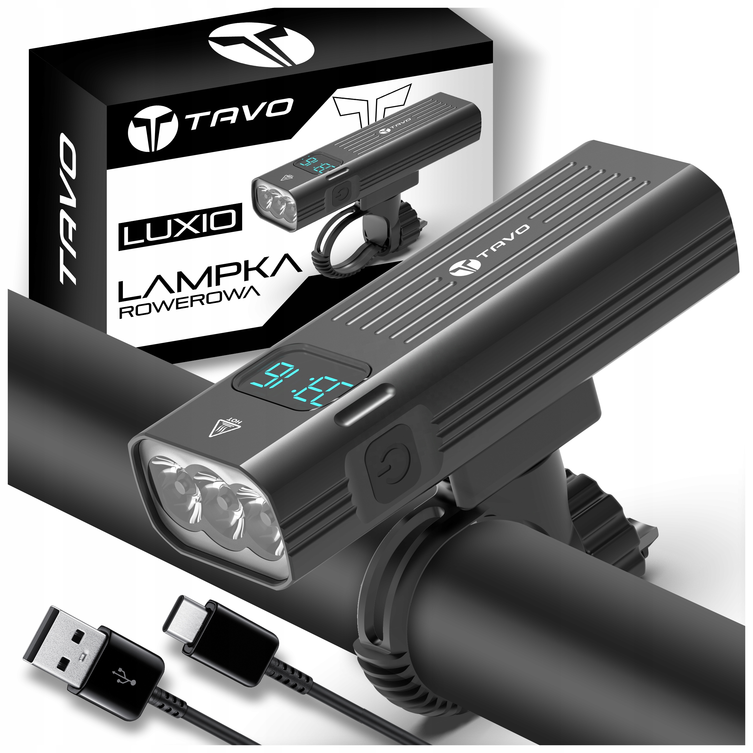 Mocna Lampka Rowerowa 2000 lm 6000mAh Przednia Led Latarka Akumulatorowa
