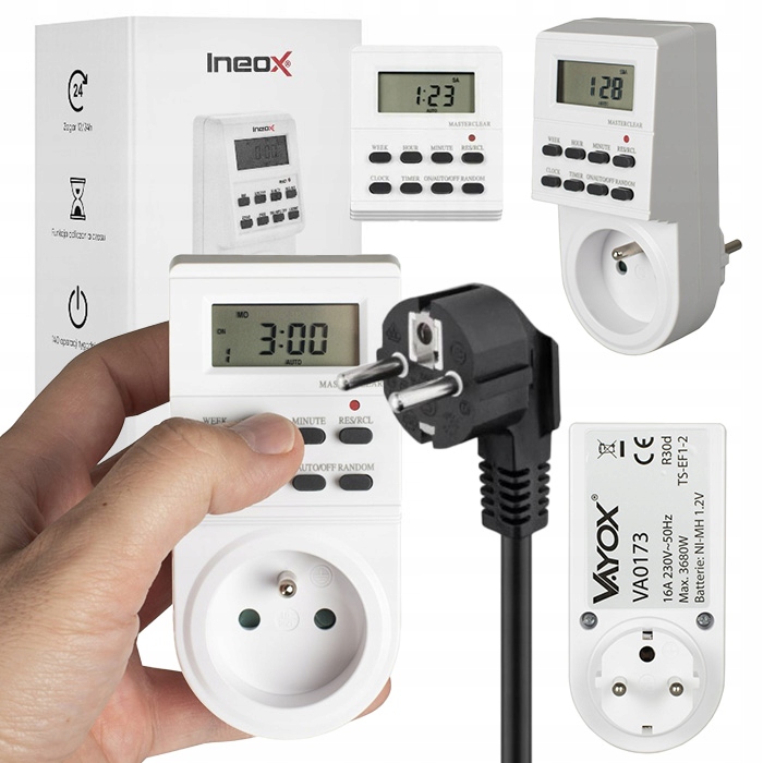 PROGRAMATOR CZASOWY DO GNIAZDKA CYFROWY LCD WŁĄCZNIK WYŁĄCZNIK CZASOMIERZ