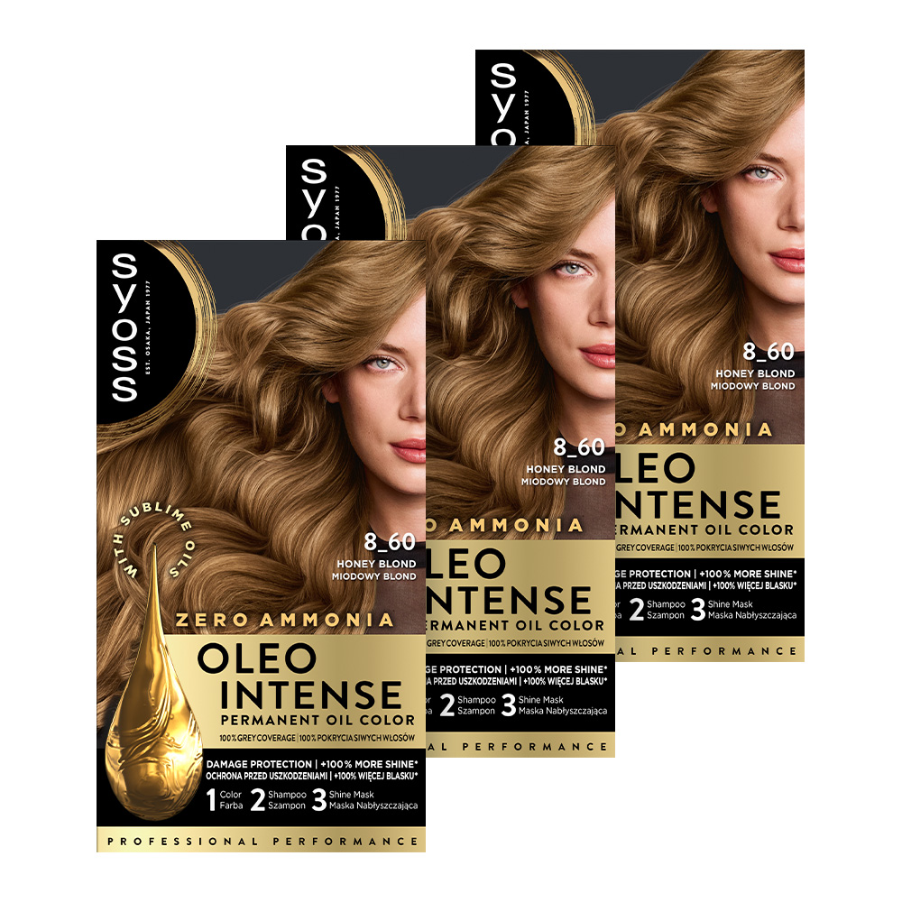 Syoss Oleo Intense barva na vlasy 8-60 Medový blond x 3