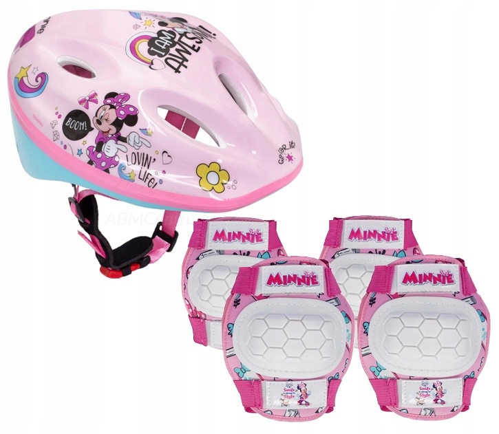 4x Ochraniacze kolana łokcie kask rowerowy Disney Mini Minnie rozm. M