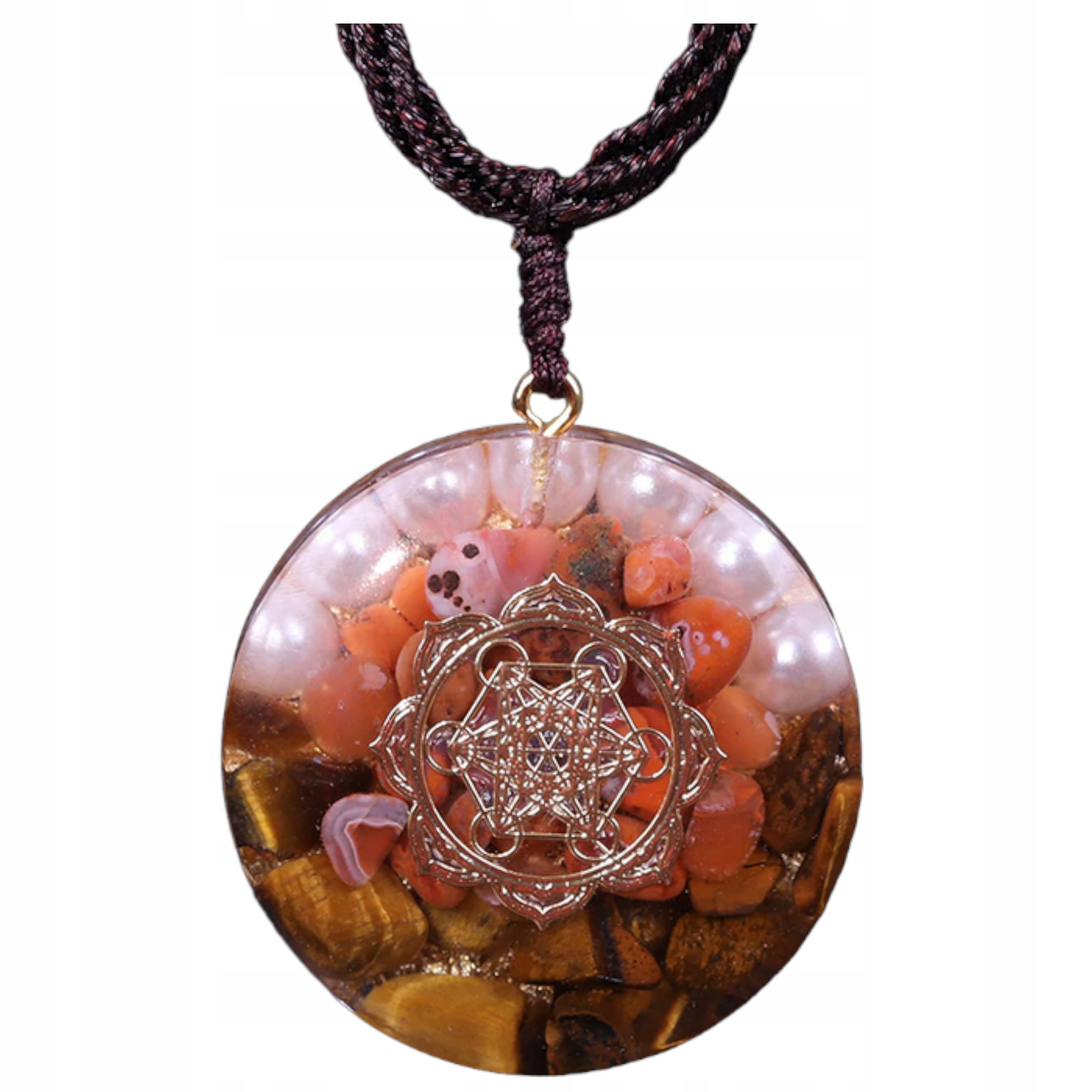 Náhrdelník Orgonit Perla Achát Červené Oko Tygří Dárek Meditace Čakry