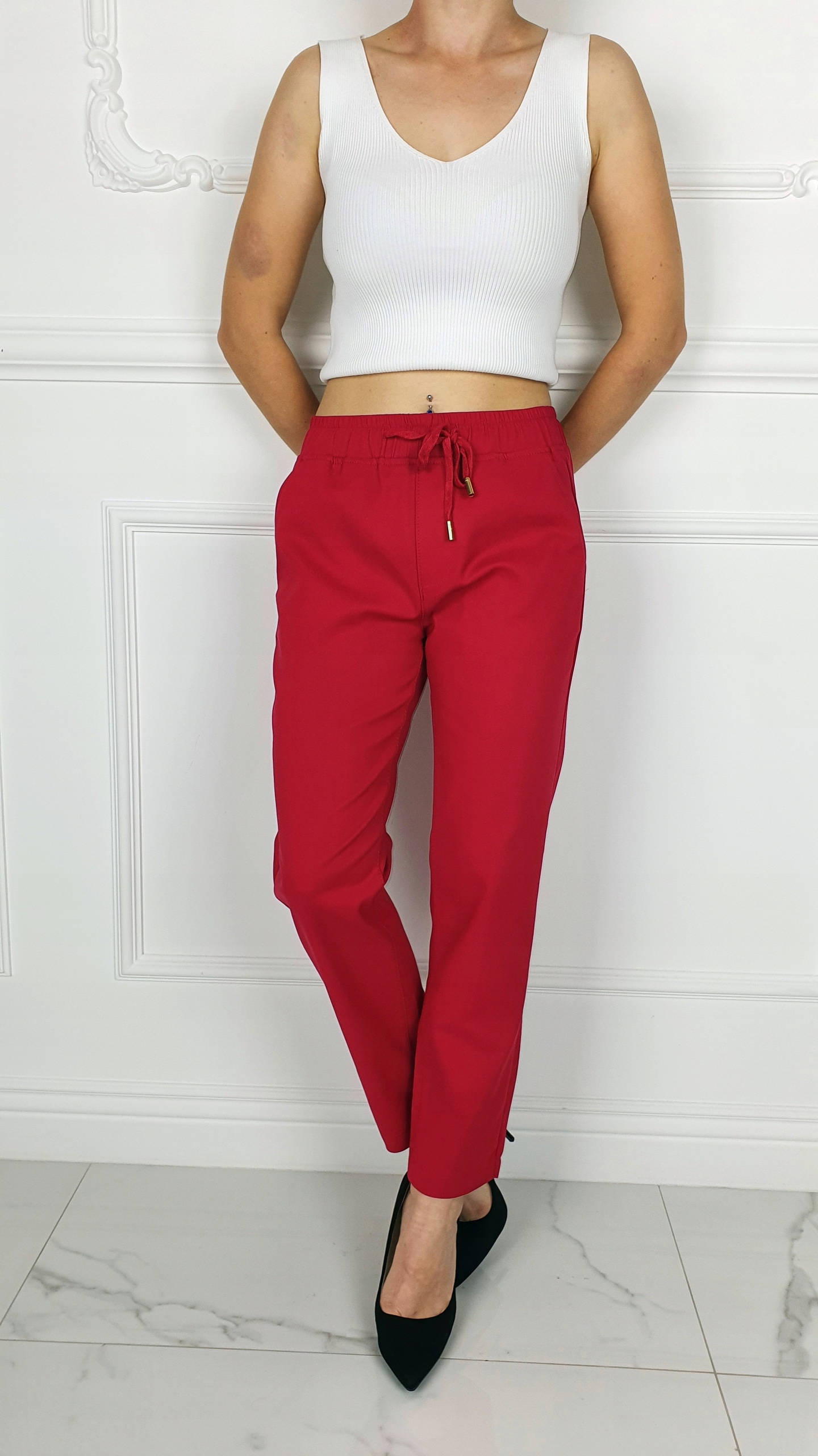 ELEGANCKIE DAMSKIE SPODNIE GUMKA 7/8 Plus-Size Model Cygaretka