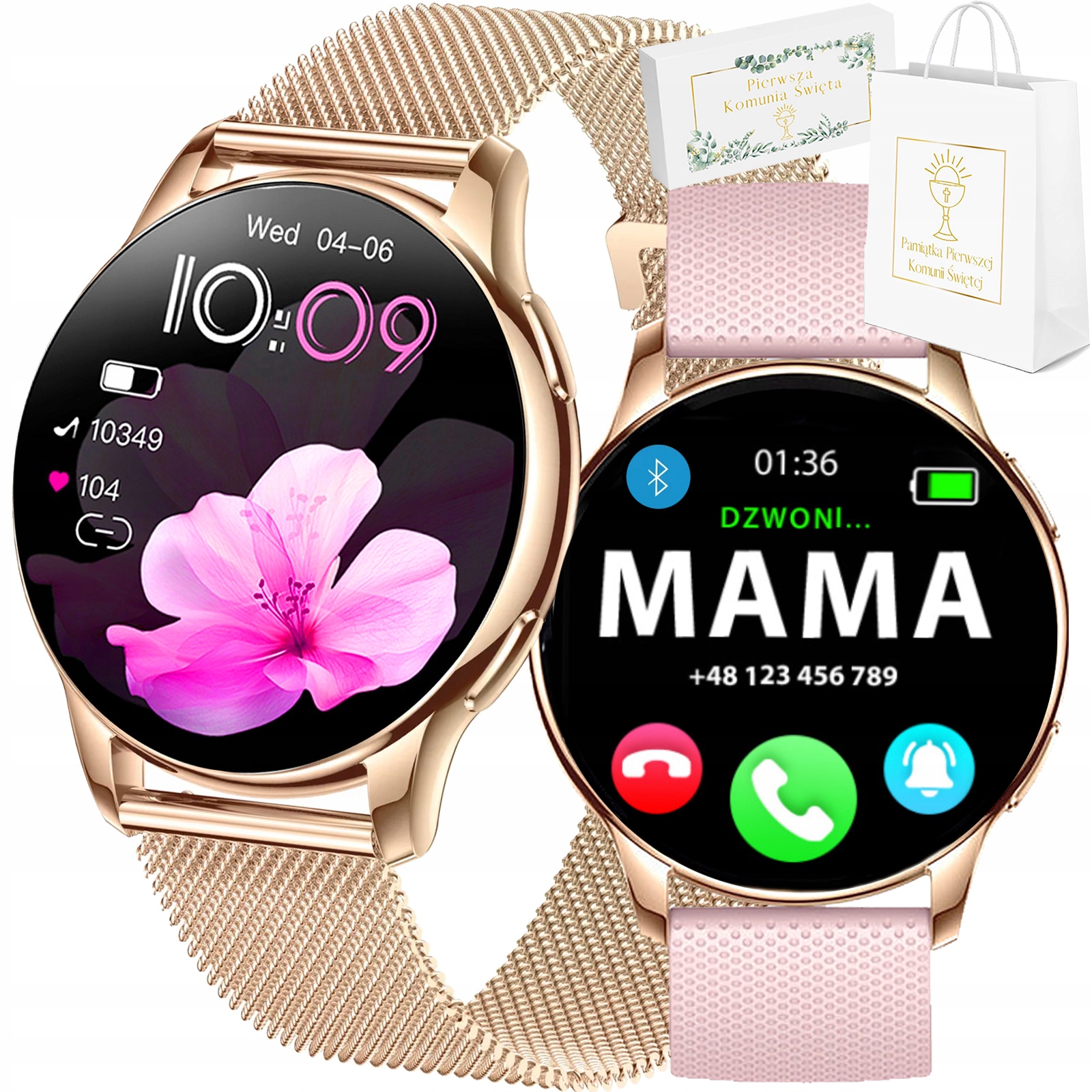 Zegarek dziecięcy Komunia Smartwatch Rubicon RNCF30 Amoled Rozmowy Sms