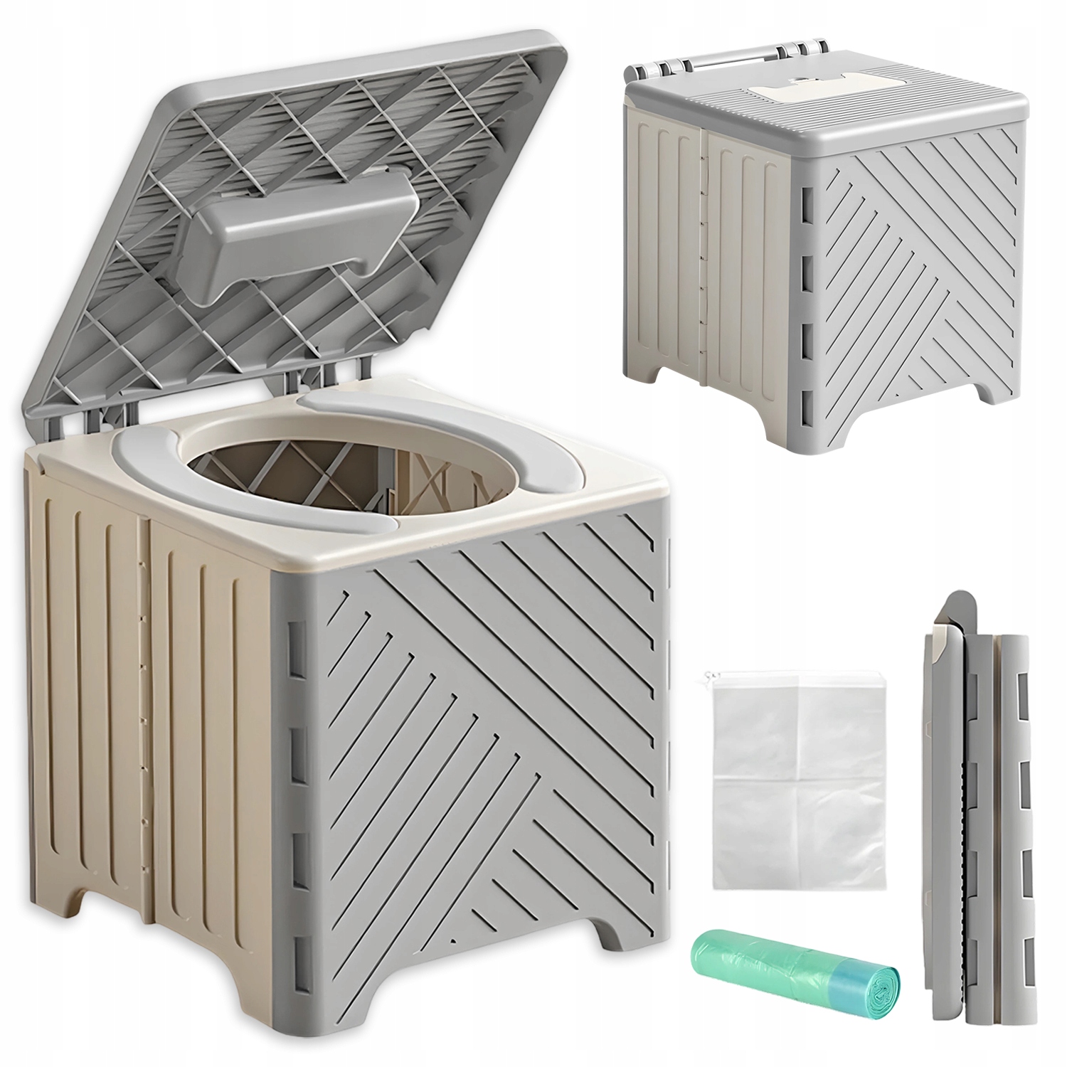 Přenosná skládací toaleta pro kempování Skládací toaleta s polštářem z Pvc