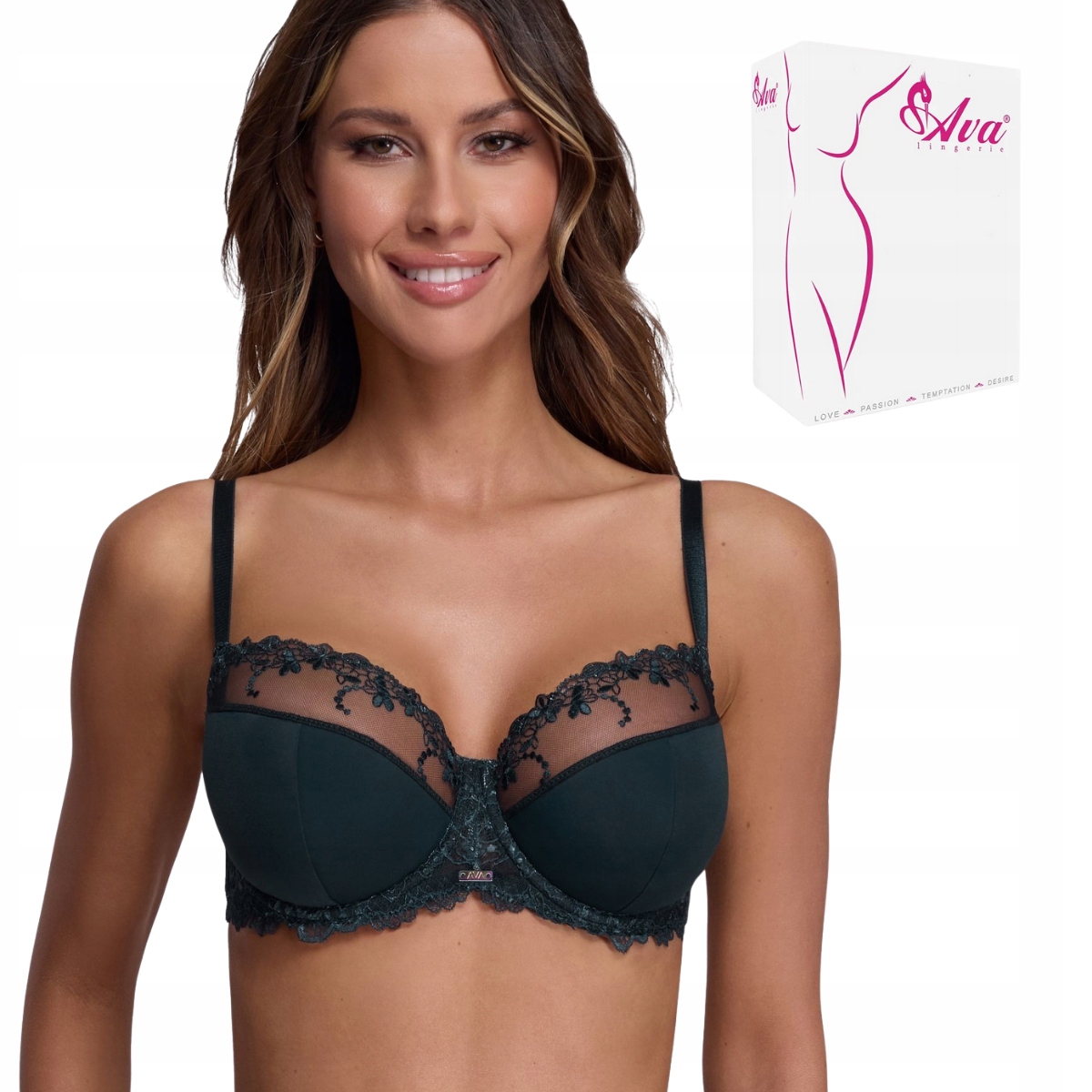 Ava polovyztužená podprsenka Av 1030 barva Petrol tmavě zeleň 95C