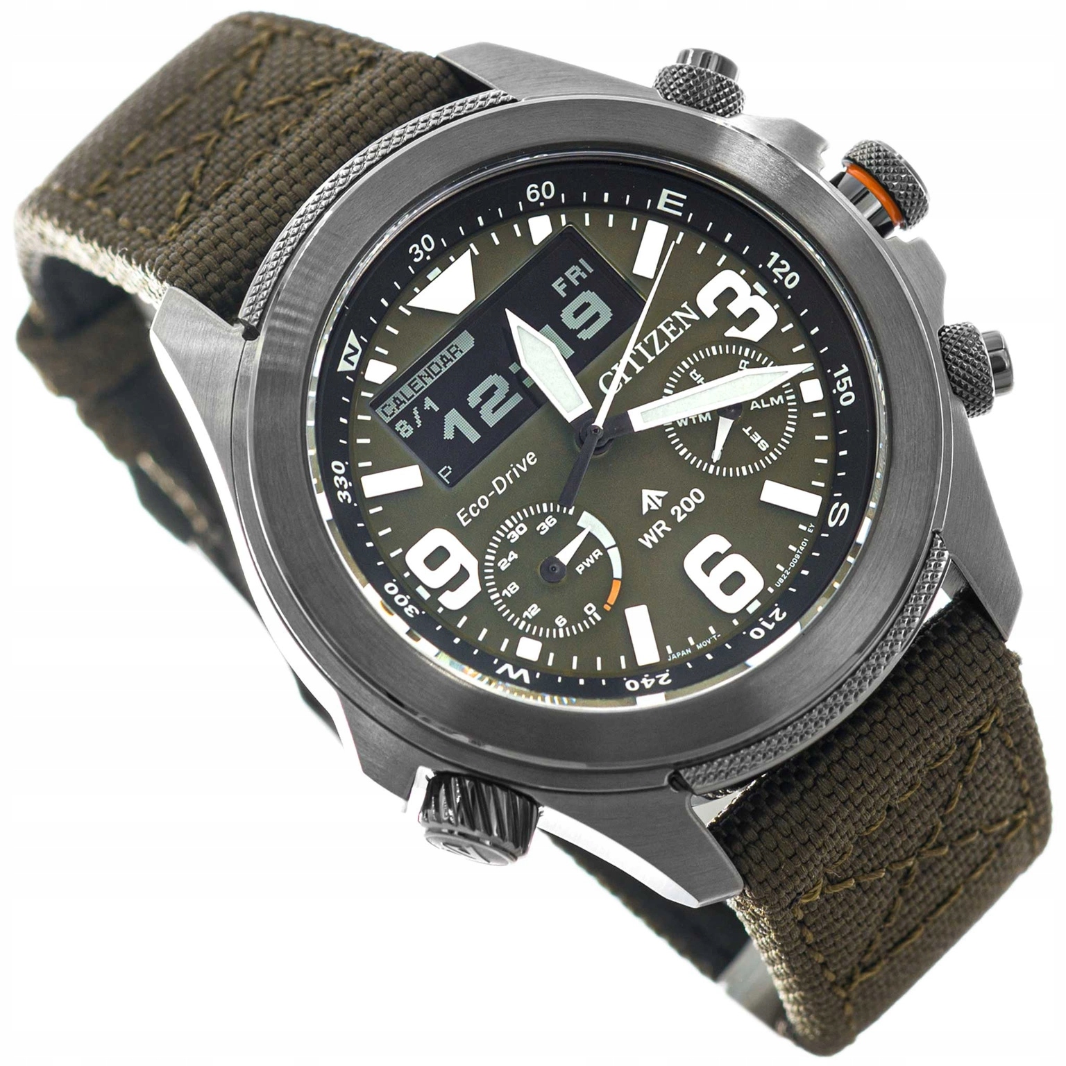 Męski Zegarek Citizen JV1005-02W Promaster Land Eco-drive Zielony Na Pasku